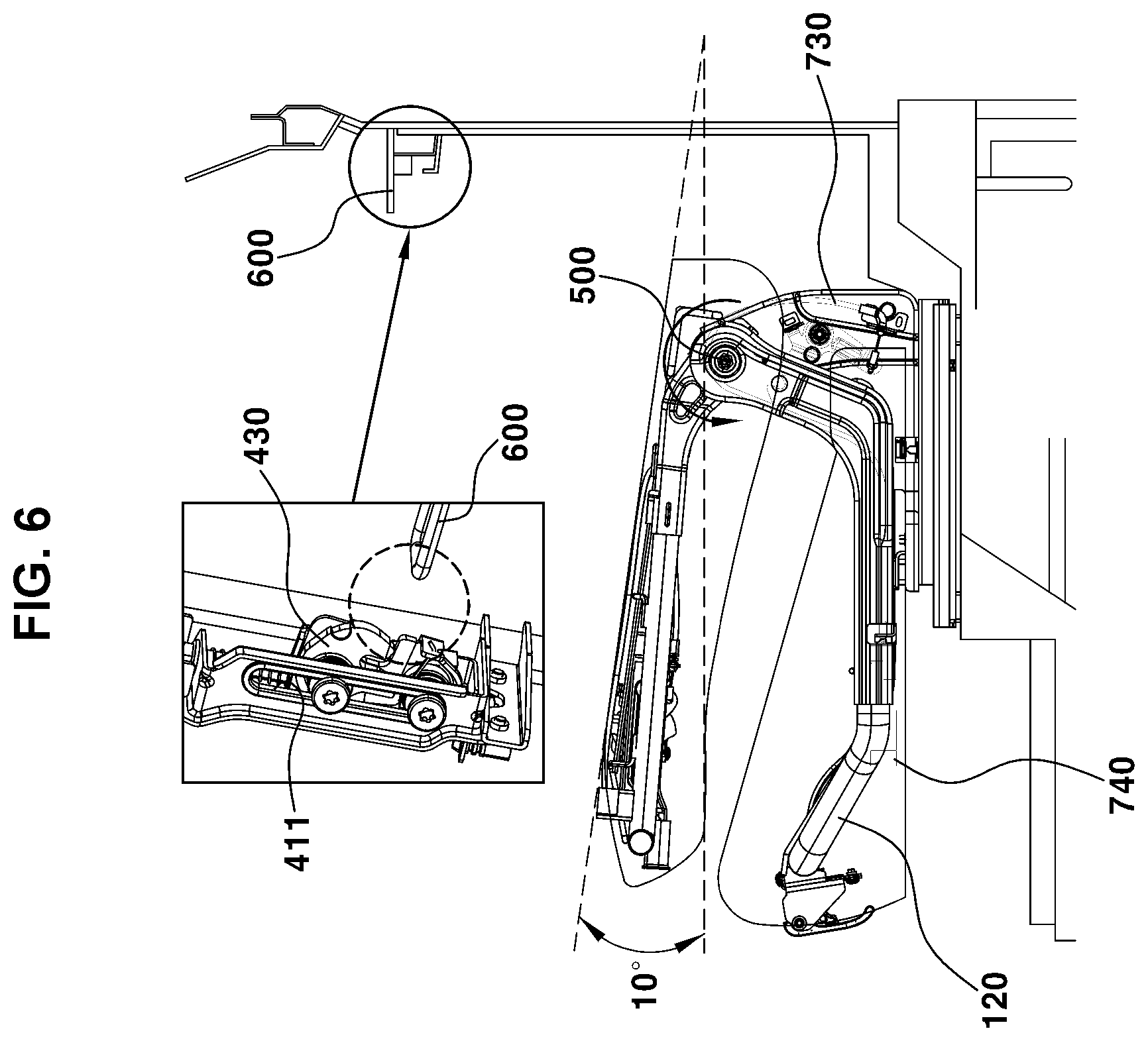 Patent US12583371 Figure 6 – Sliding interlocking reclining seat structure