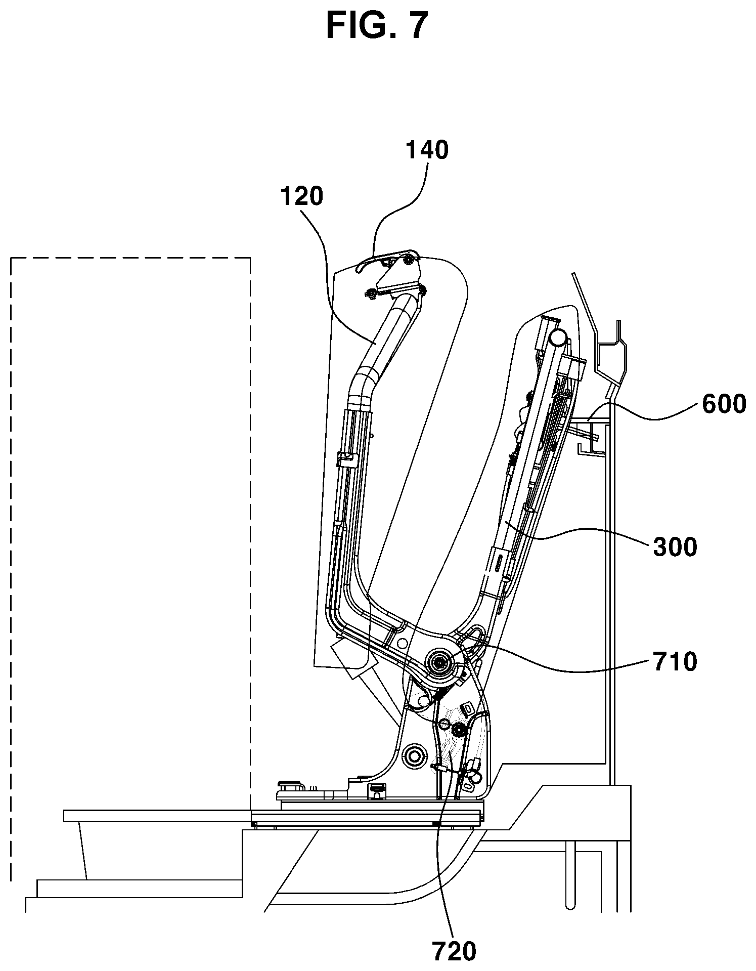 Patent US12583371 Figure 7 – Sliding interlocking reclining seat structure