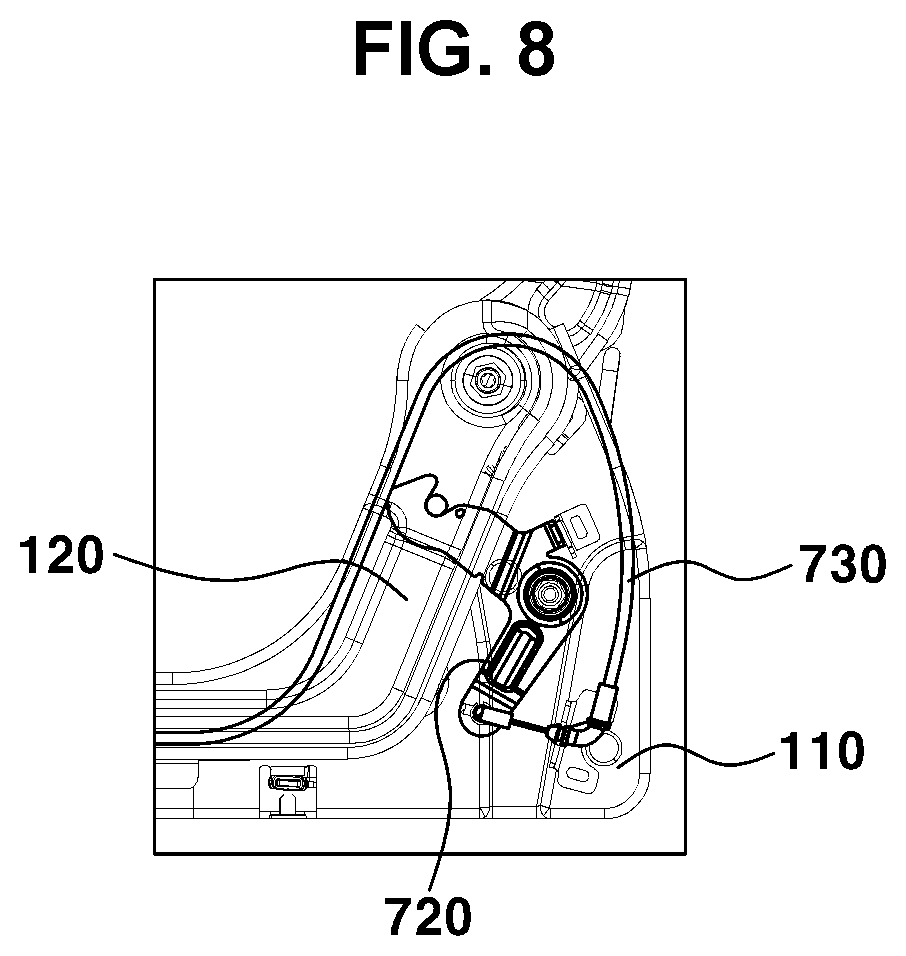 Patent US12583371 Figure 8 – Sliding interlocking reclining seat structure