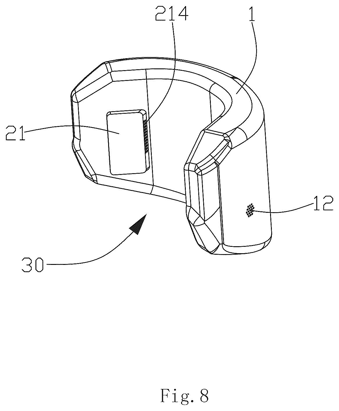 Patent US12583373 Figure 8 – Vehicle headrest
