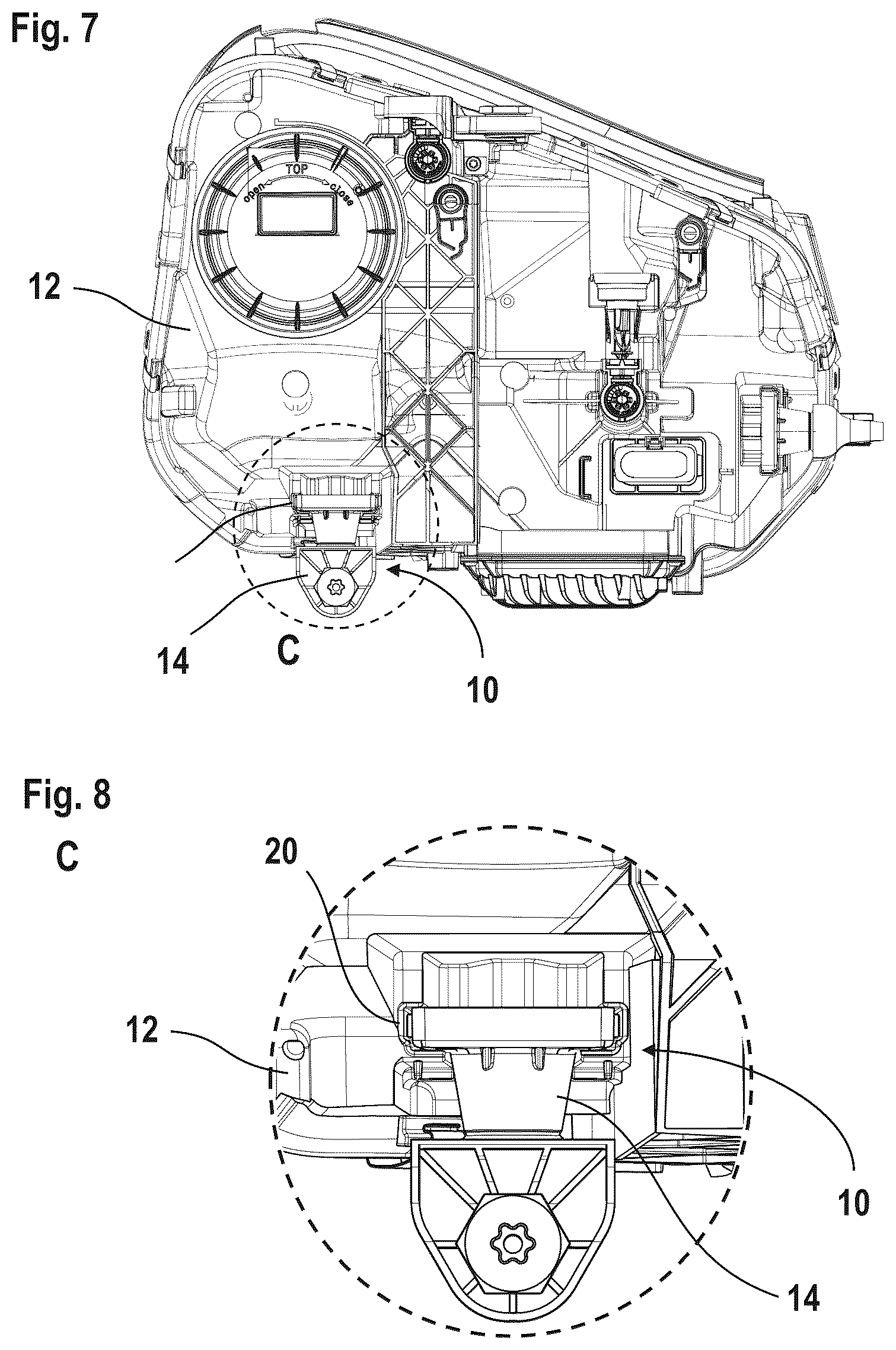 Patent US12583377 Figure 4 – Fastening device for fastening a headlamp in a motor vehicle, a headlamp assembly, a motor vehicle, a kit comprising a plurality of fastening devices
