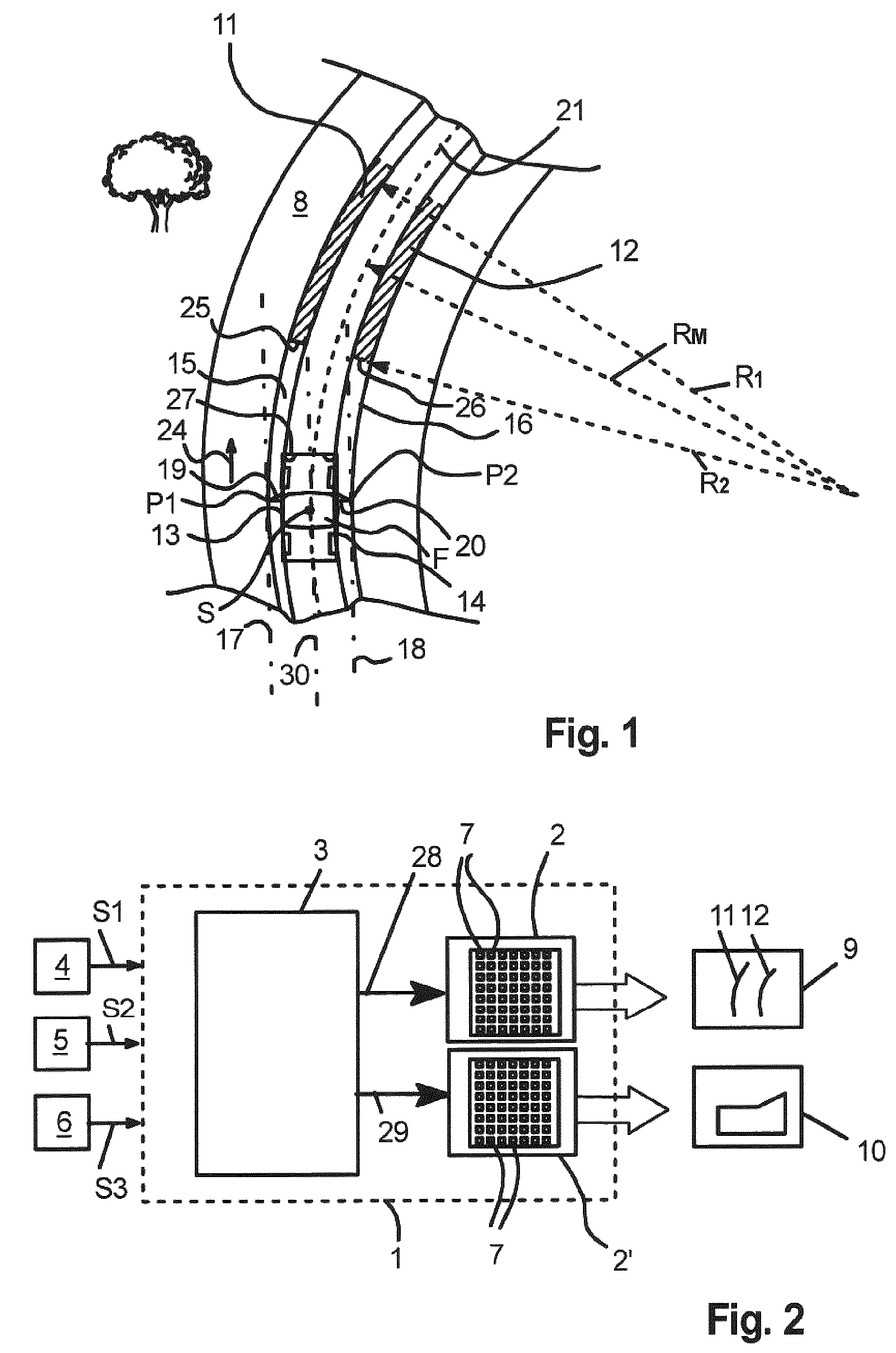 Patent US12583378 Figure 1 – Activation device, headlamp and projection method