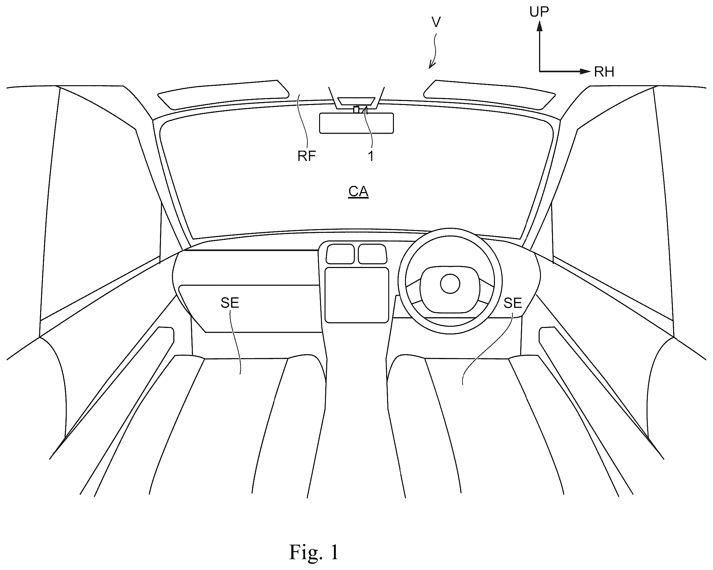 Patent US12583383 Figure 1 – Vehicle cabin illumination device