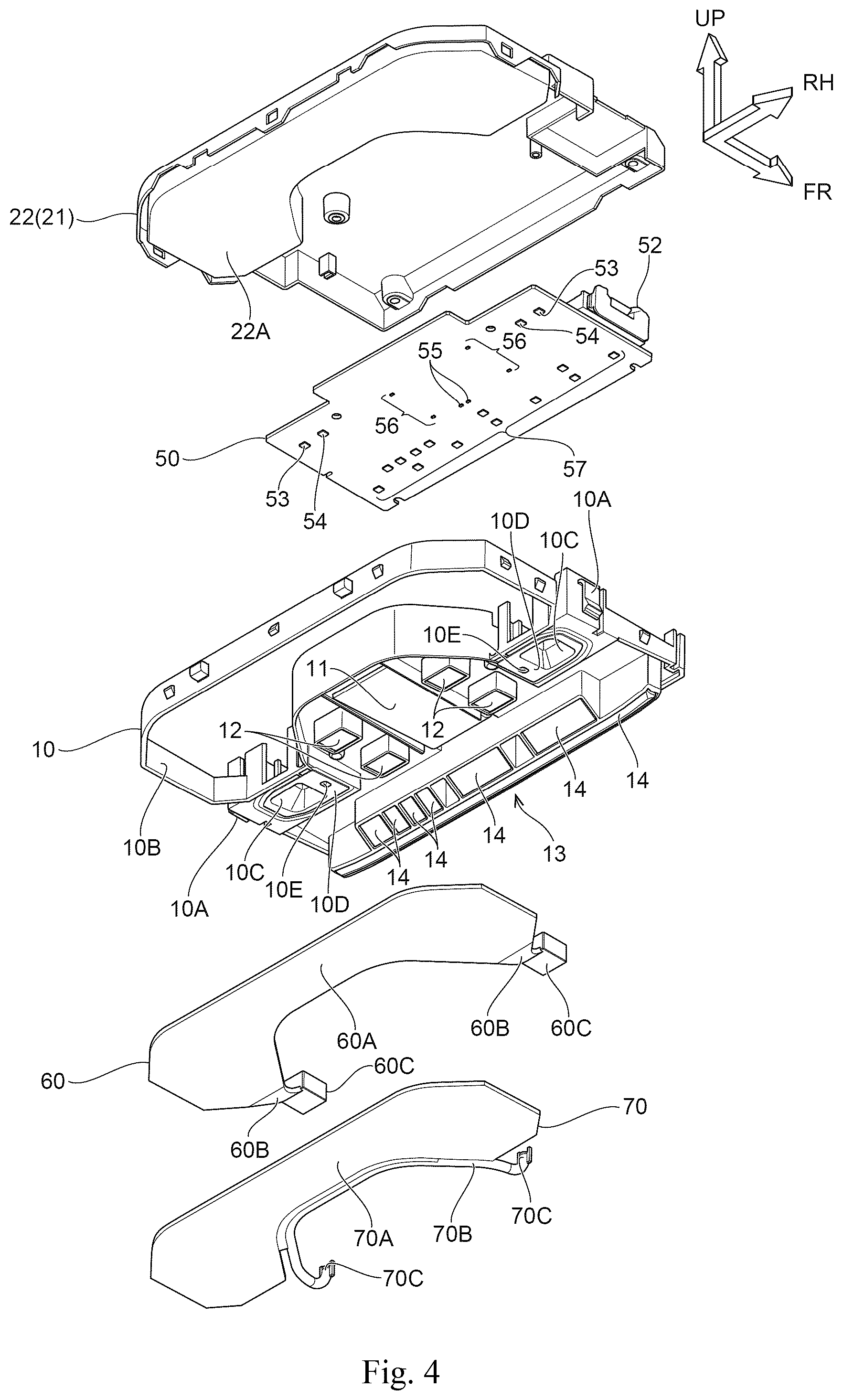 Patent US12583383 Figure 4 – Vehicle cabin illumination device