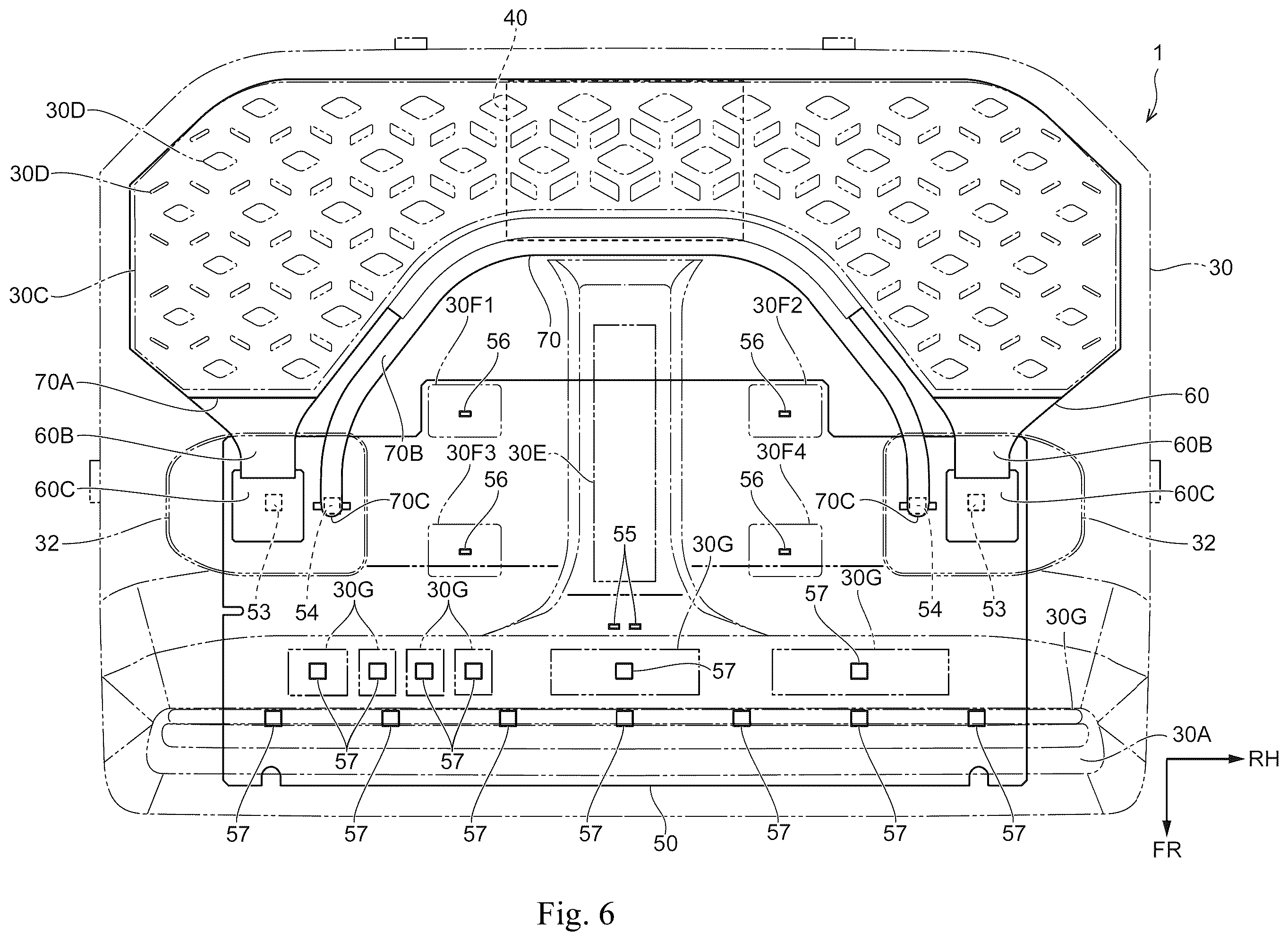 Patent US12583383 Figure 6 – Vehicle cabin illumination device