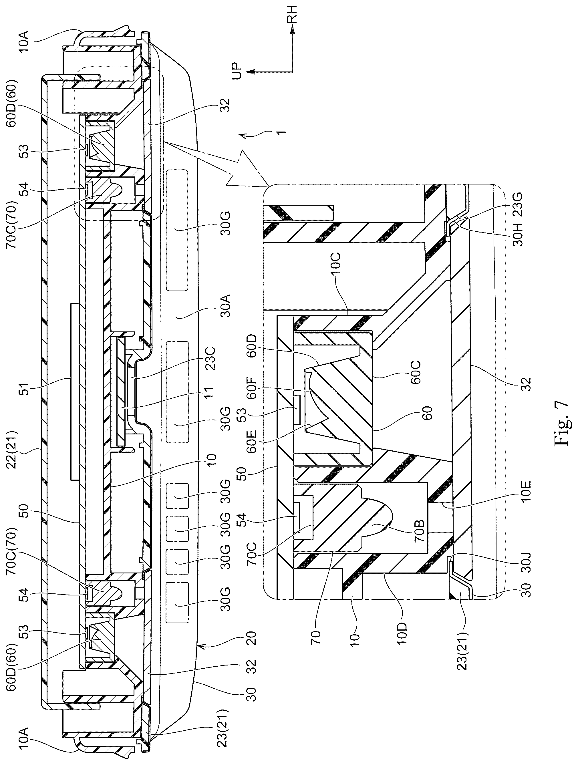 Patent US12583383 Figure 7 – Vehicle cabin illumination device