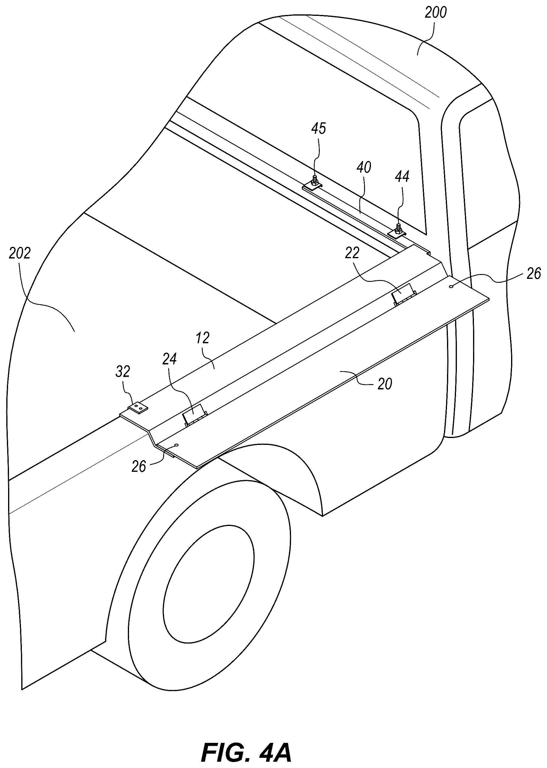 Patent US12583393 Figure 4 – Modular rack system for a pickup truck