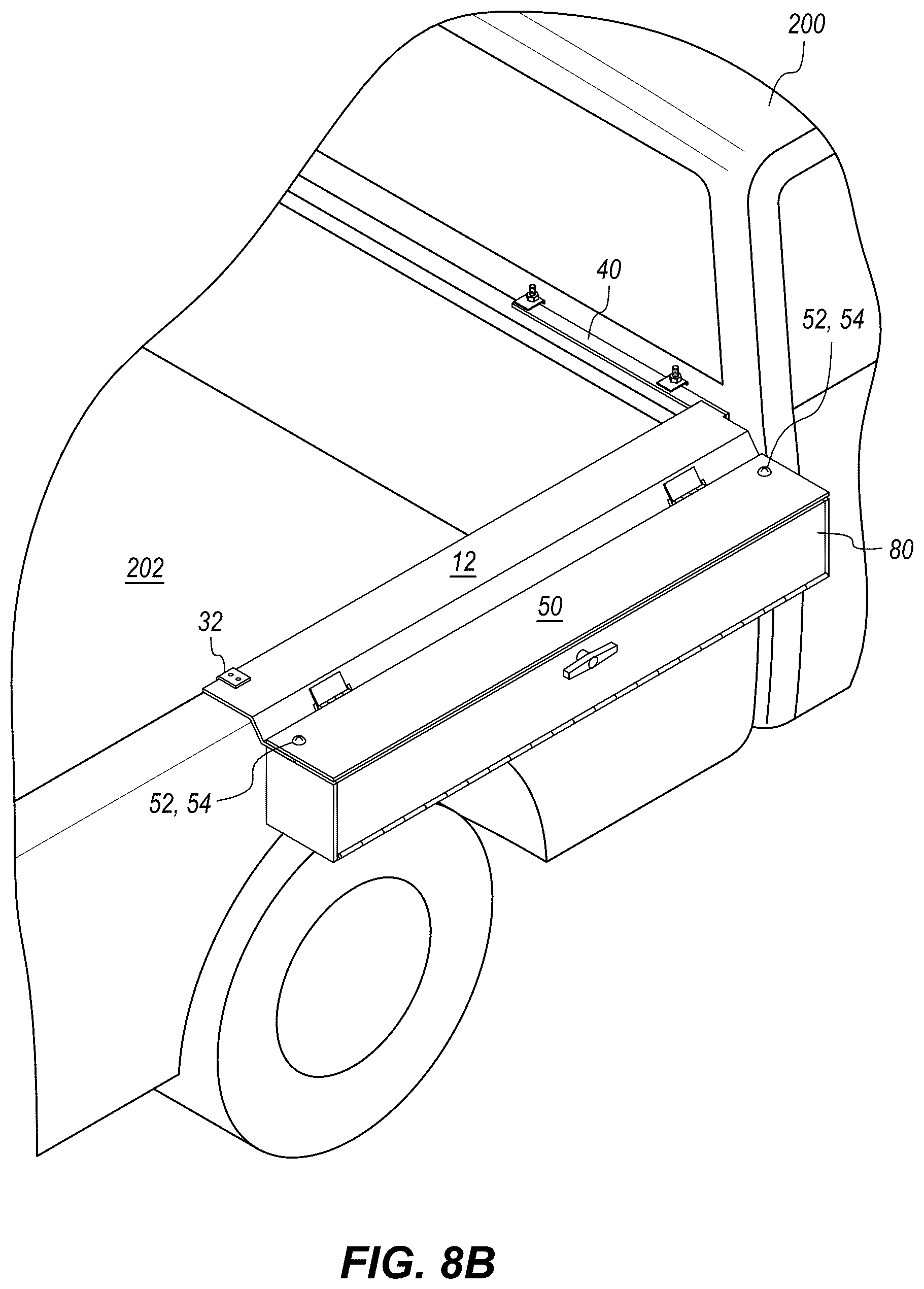 Patent US12583393 Figure 14 – Modular rack system for a pickup truck