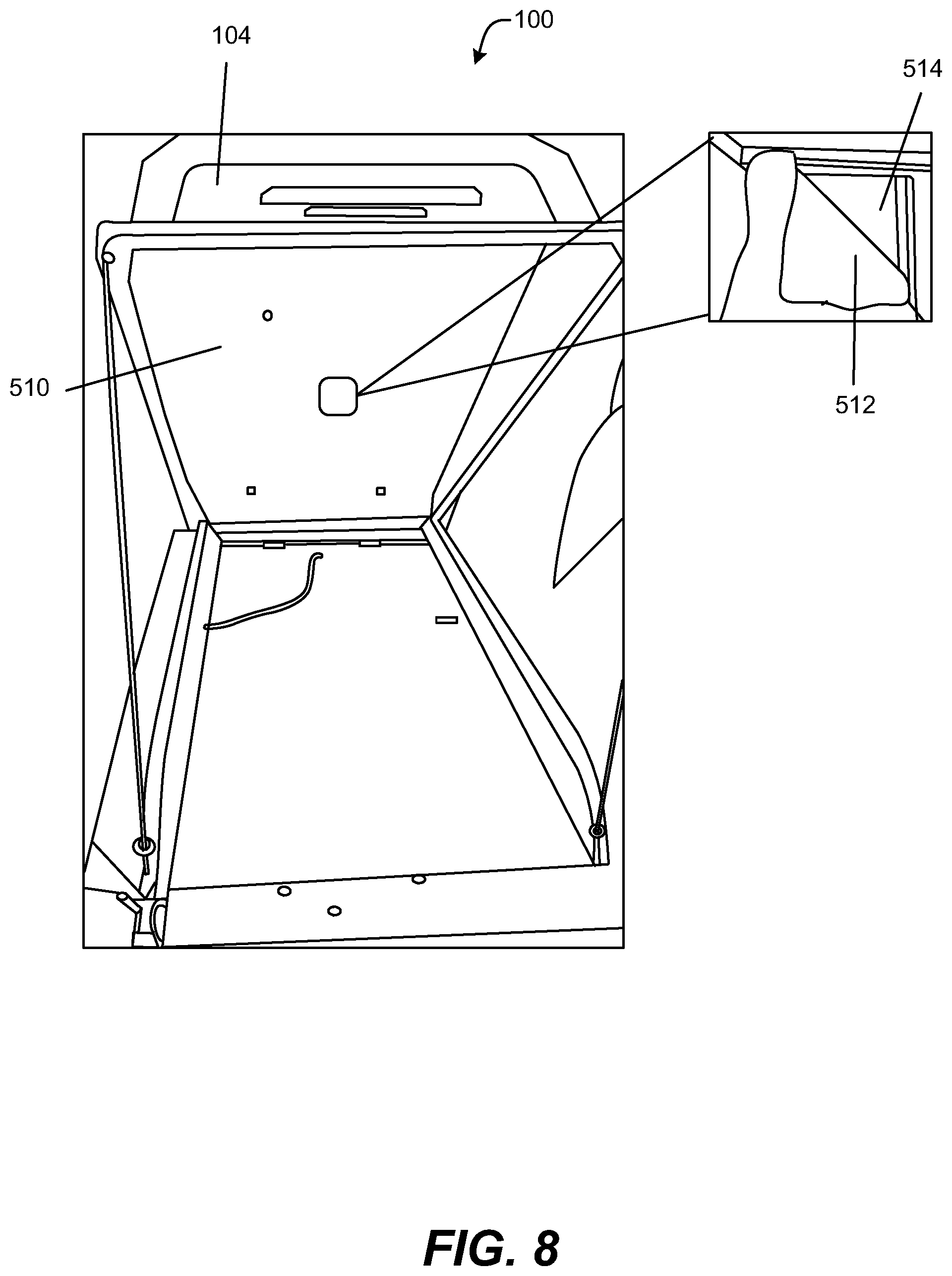 Patent US12583394 Figure 8 – Multi-use storage container having a hinged door