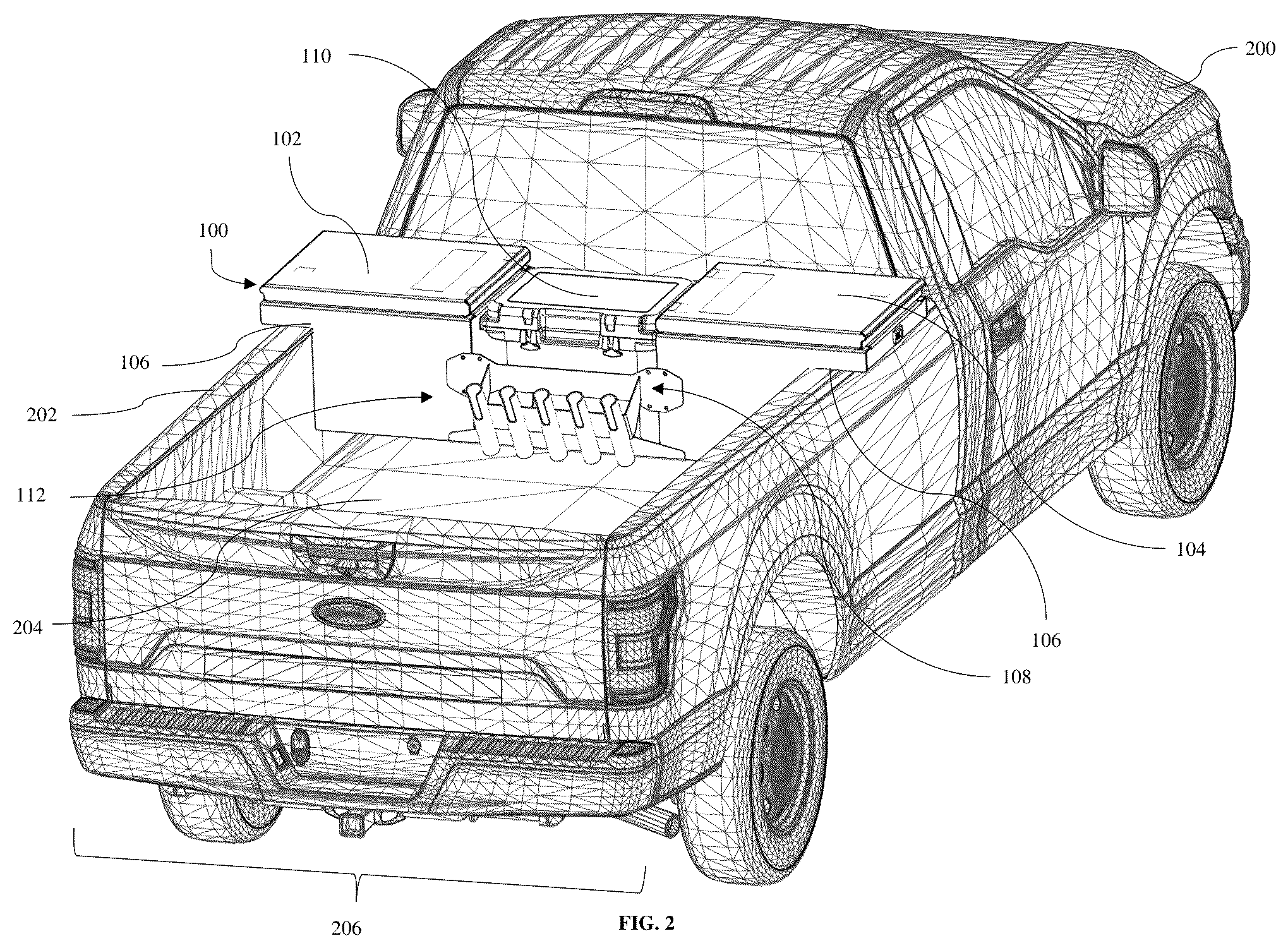 Patent US12583397 Figure 2 – Modular truck bed storage system
