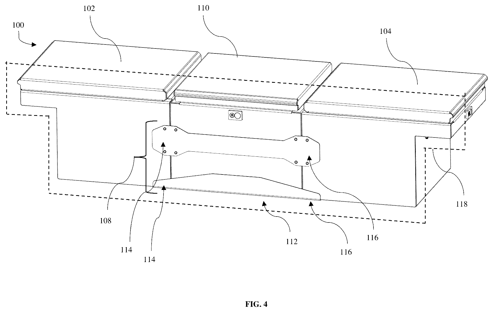 Patent US12583397 Figure 4 – Modular truck bed storage system