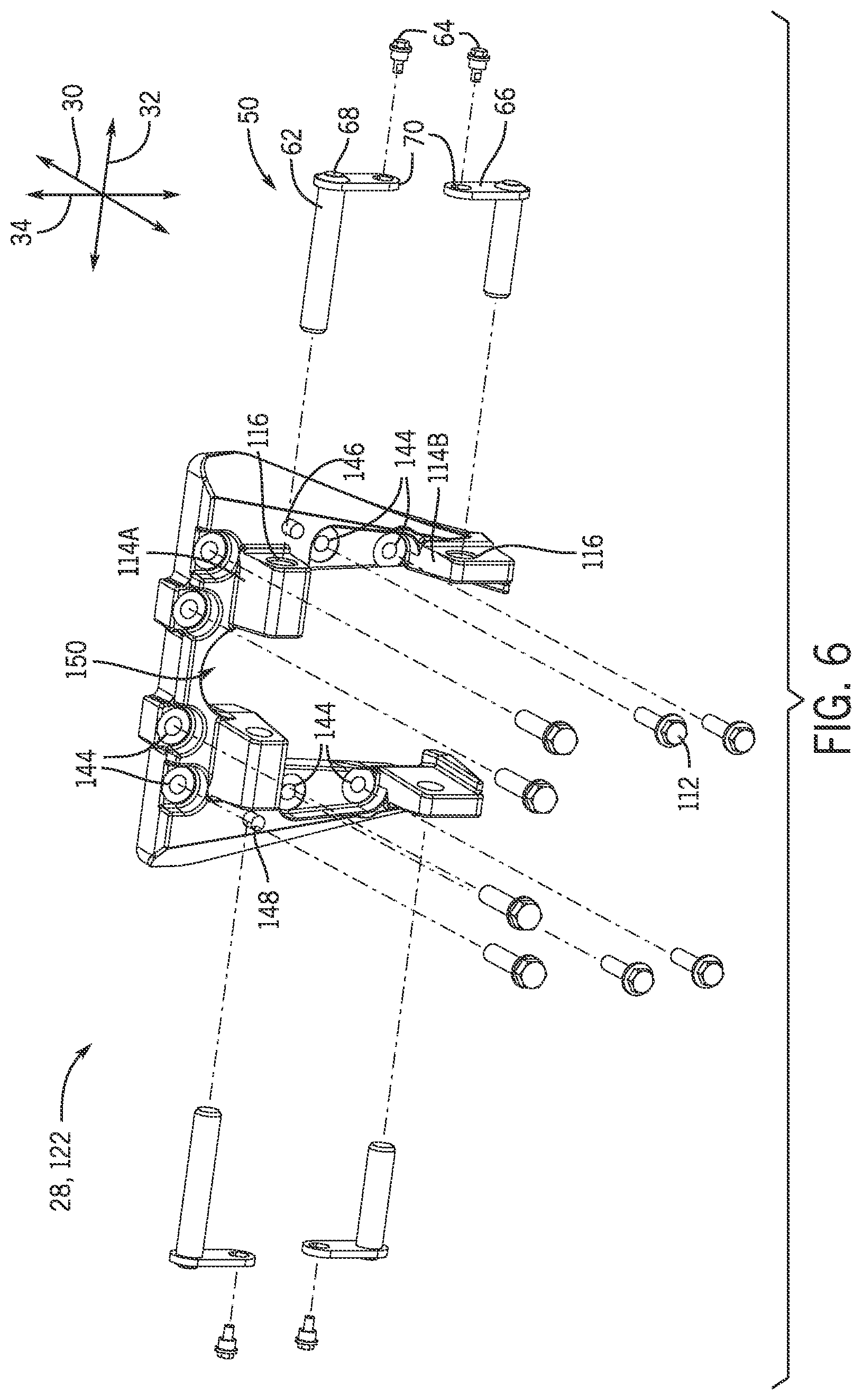 Patent US12583401 Figure 6 – Front attachment system using a common interface for different attachments