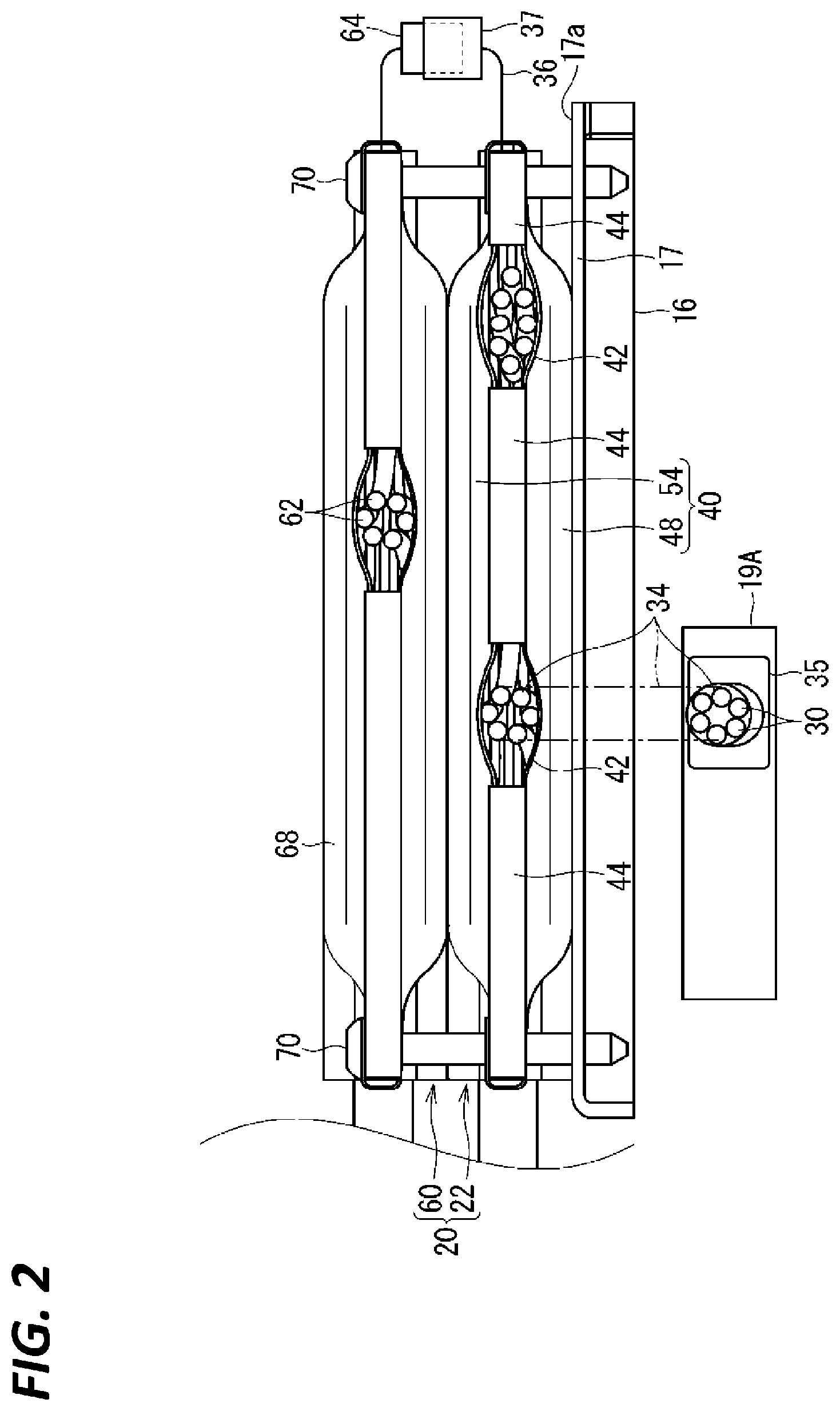 Patent US12583402 Figure 2 – Wire harness and wire harness with base member