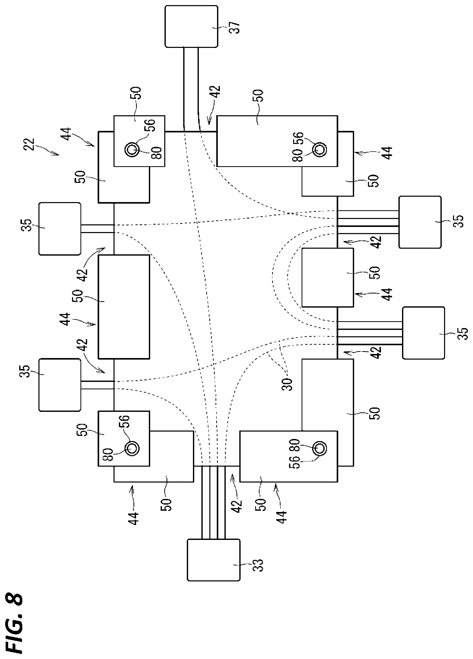 Patent US12583402 Figure 8 – Wire harness and wire harness with base member