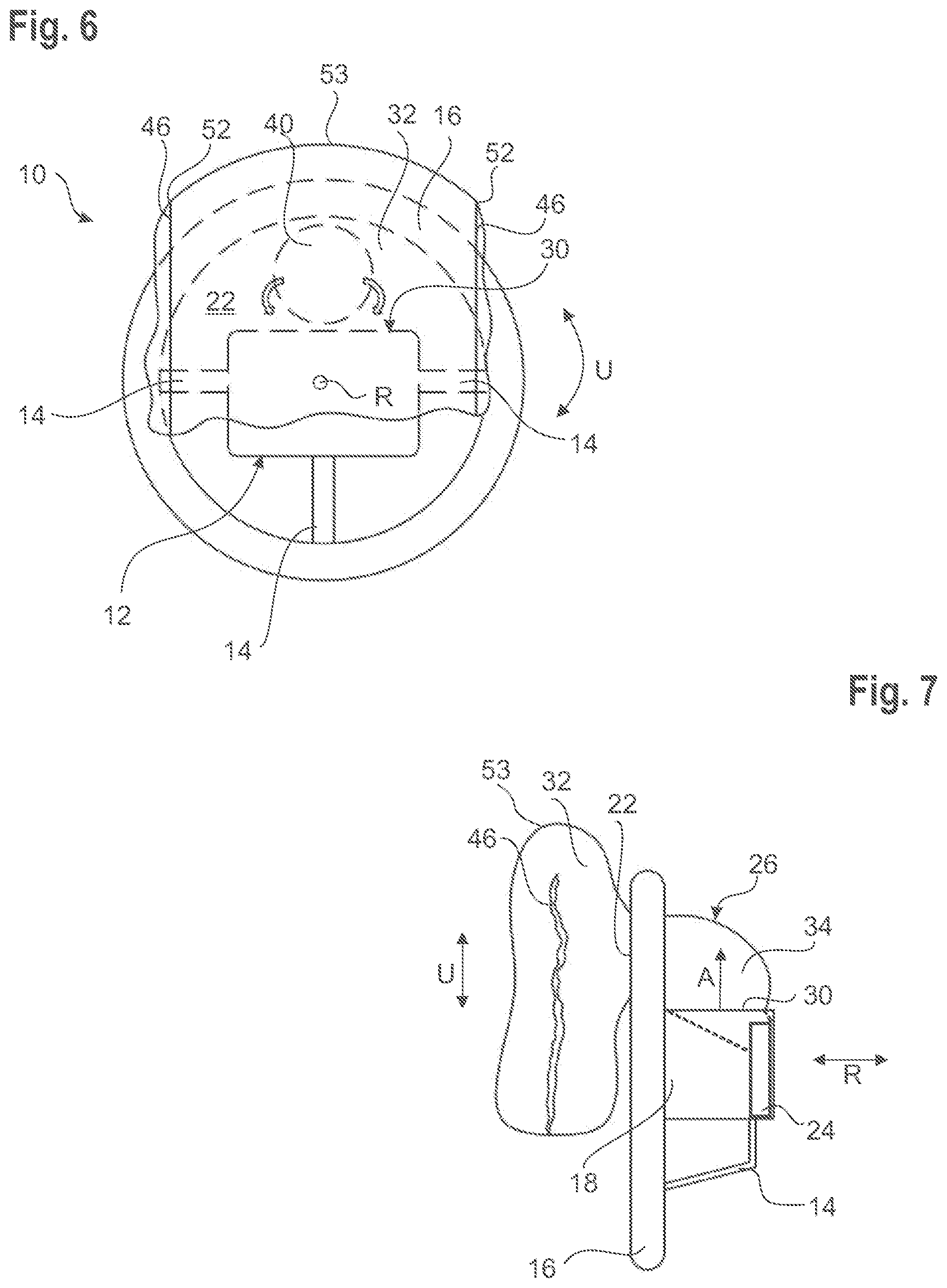Patent US12583408 Figure 4 – Steering wheel with an airbag