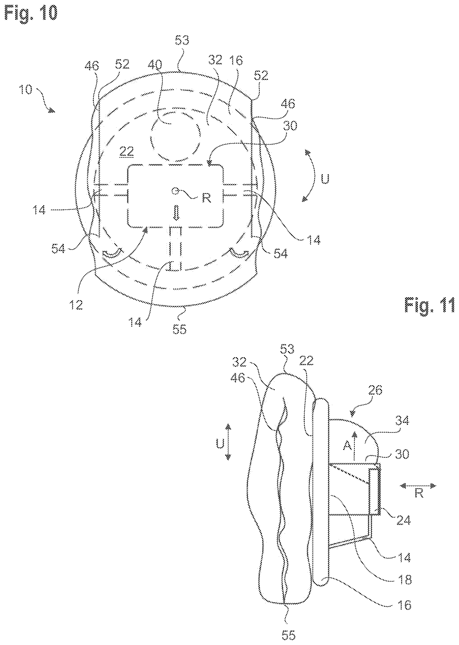 Patent US12583408 Figure 6 – Steering wheel with an airbag
