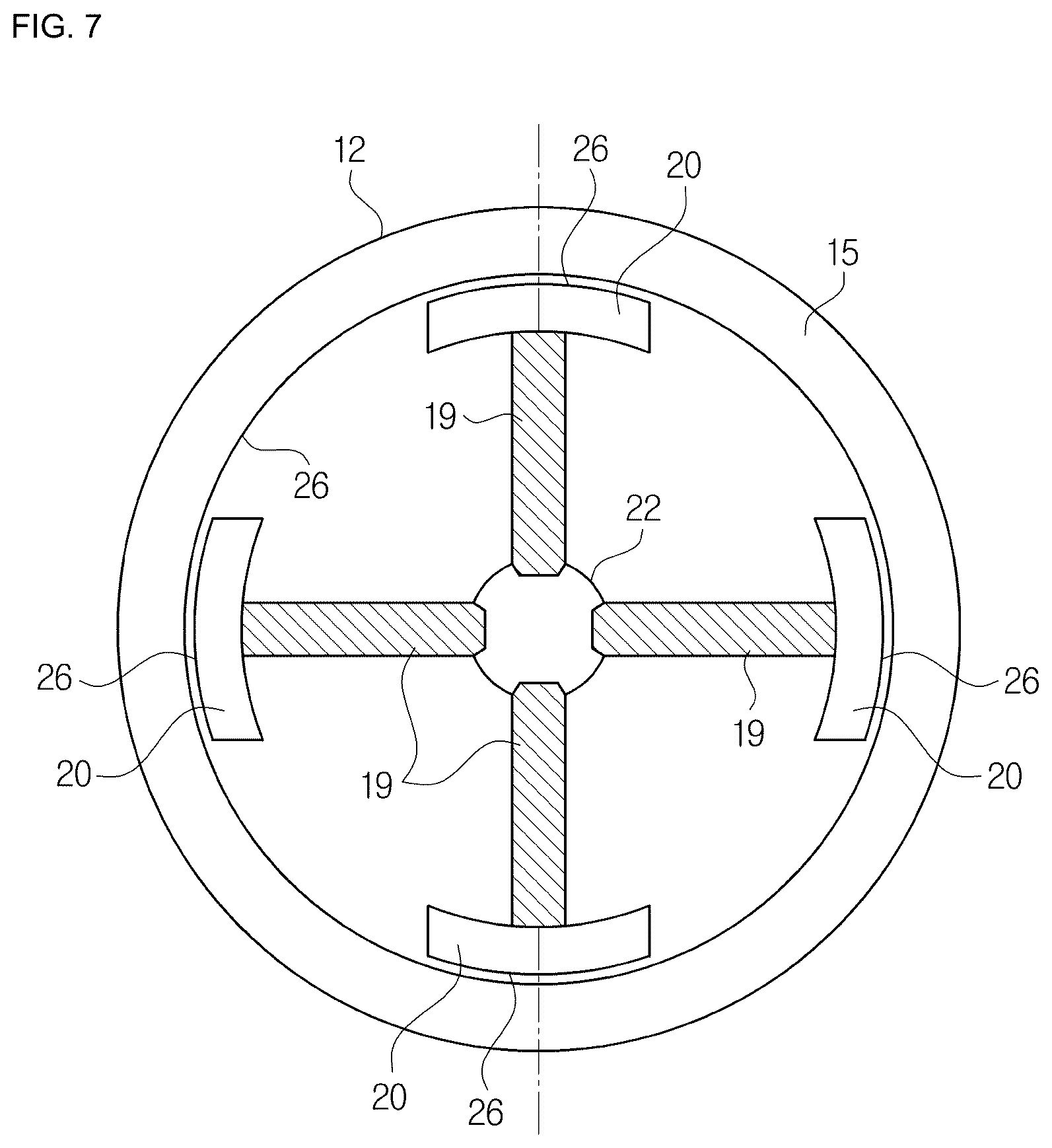 Patent US12583421 Figure 7 – Drum brake with rotatable brake shoe assembly