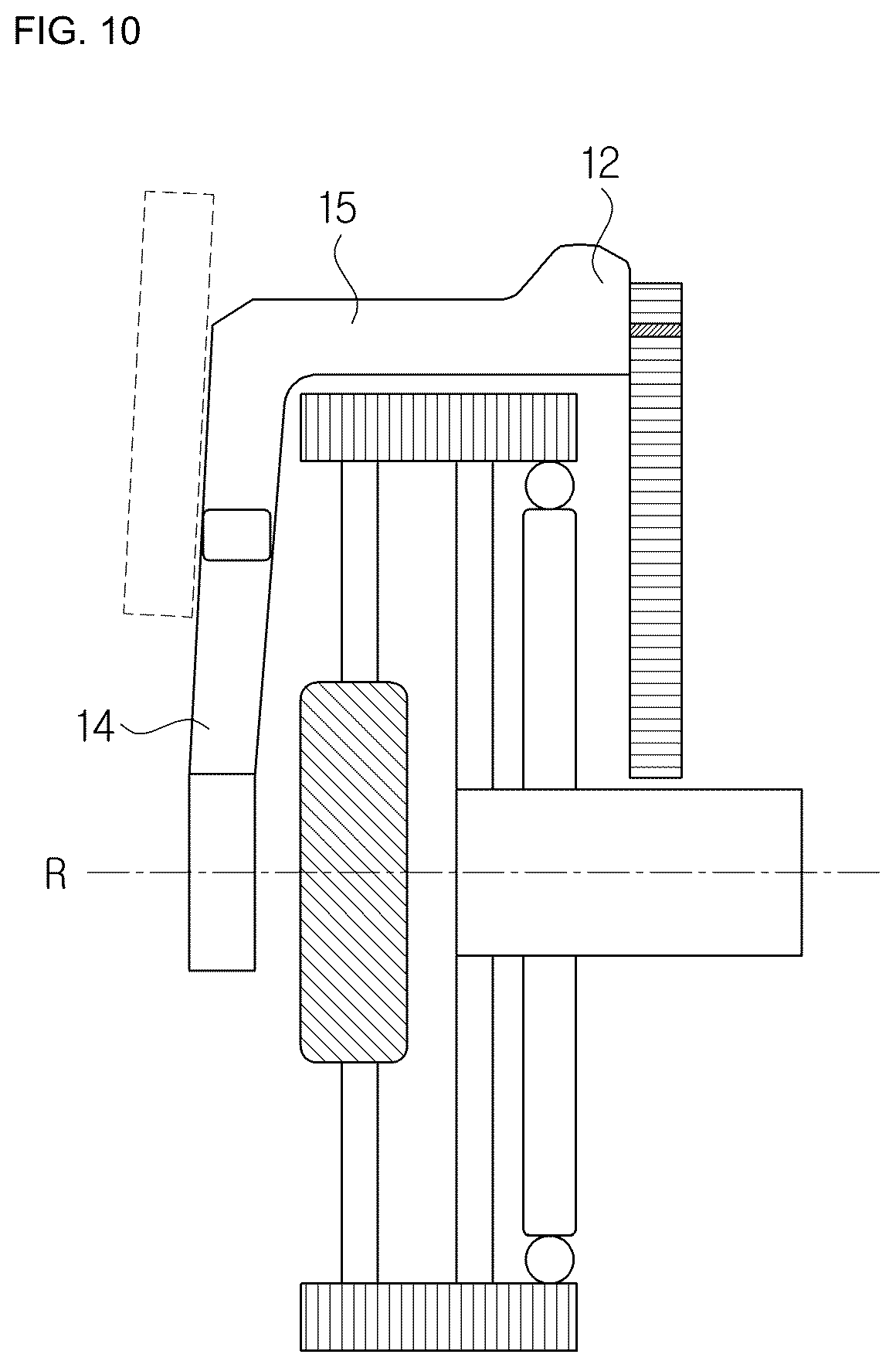 Patent US12583421 Figure 10 – Drum brake with rotatable brake shoe assembly