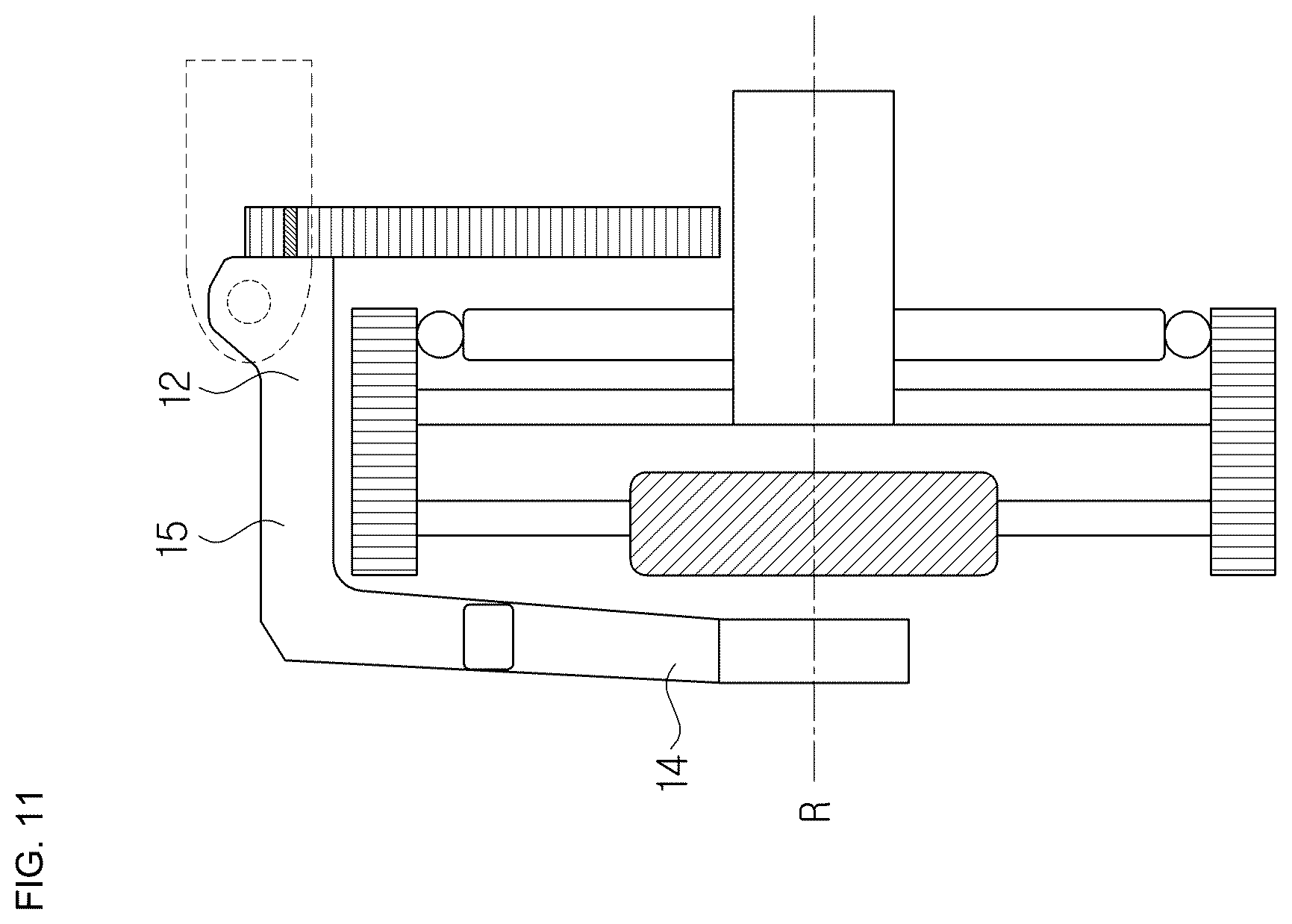 Patent US12583421 Figure 11 – Drum brake with rotatable brake shoe assembly
