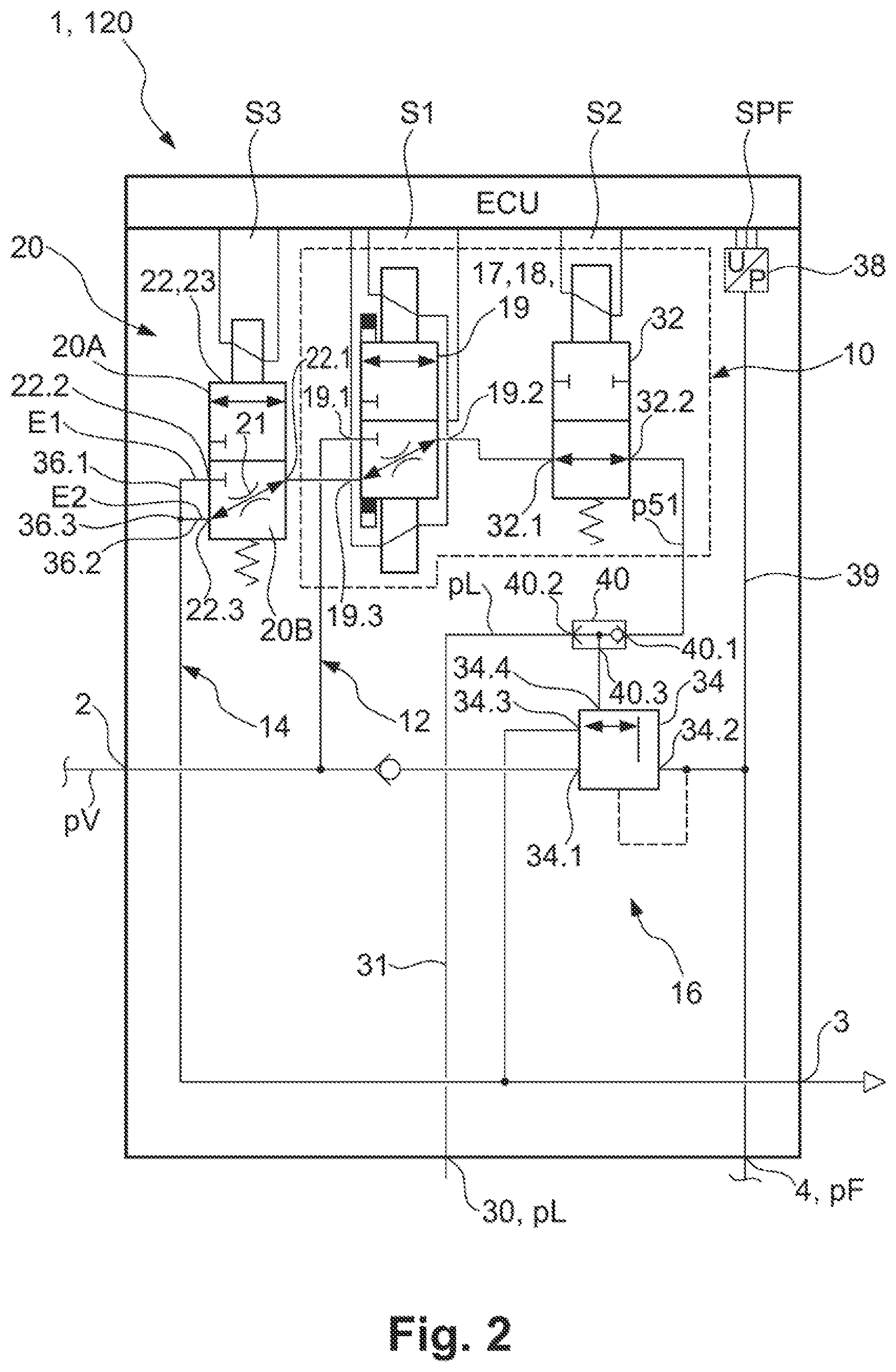 Patent US12583425 Figure 2 – Brake system with safer emergency stop function and method for same