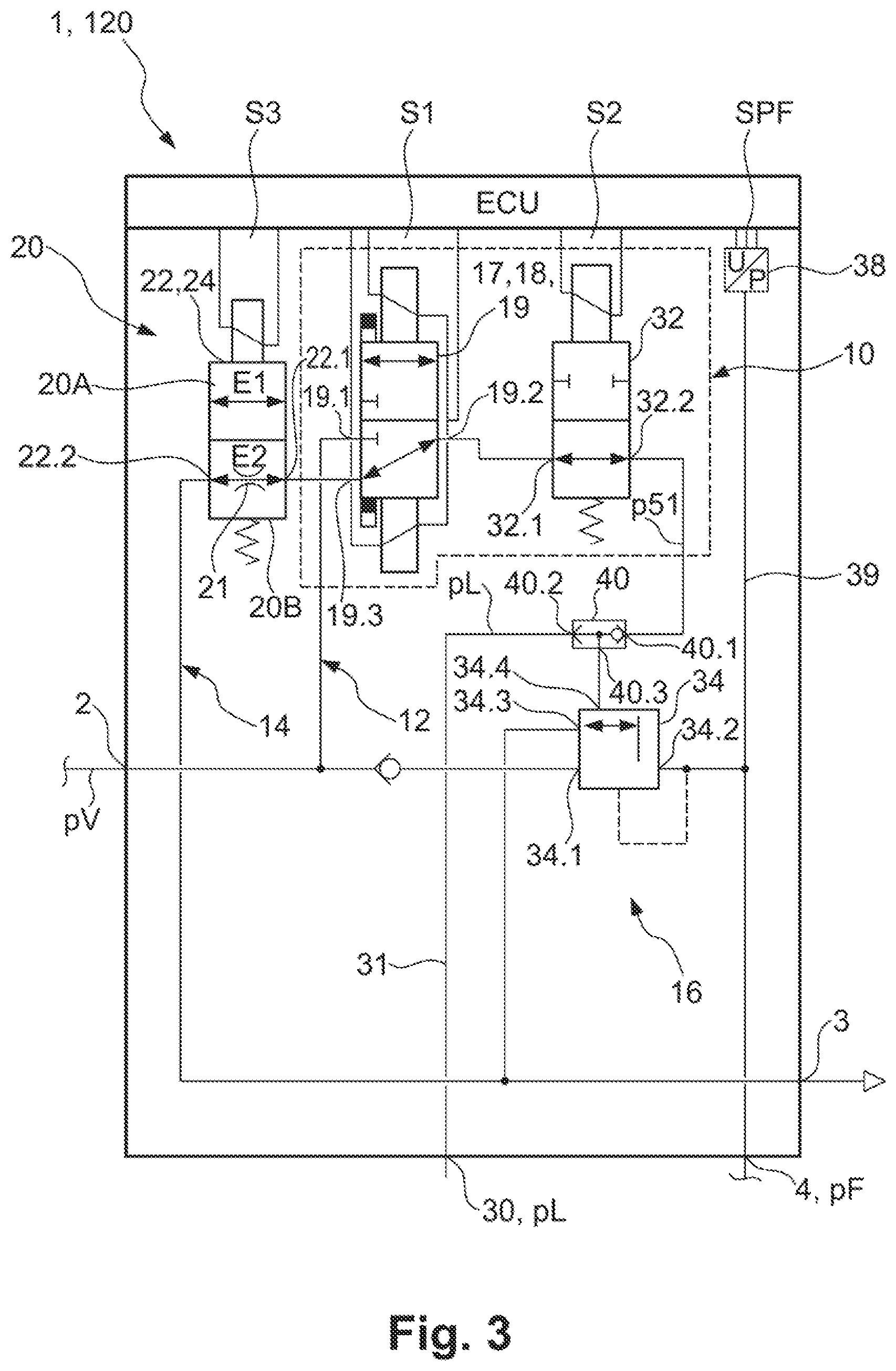 Patent US12583425 Figure 3 – Brake system with safer emergency stop function and method for same