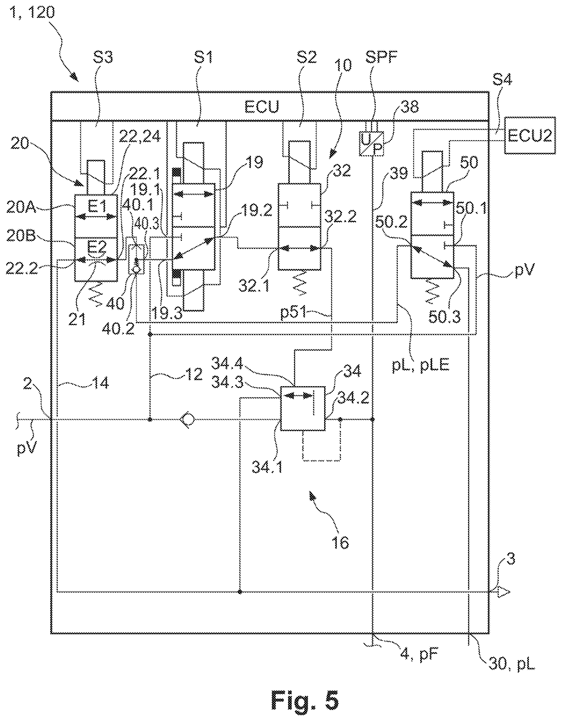 Patent US12583425 Figure 5 – Brake system with safer emergency stop function and method for same