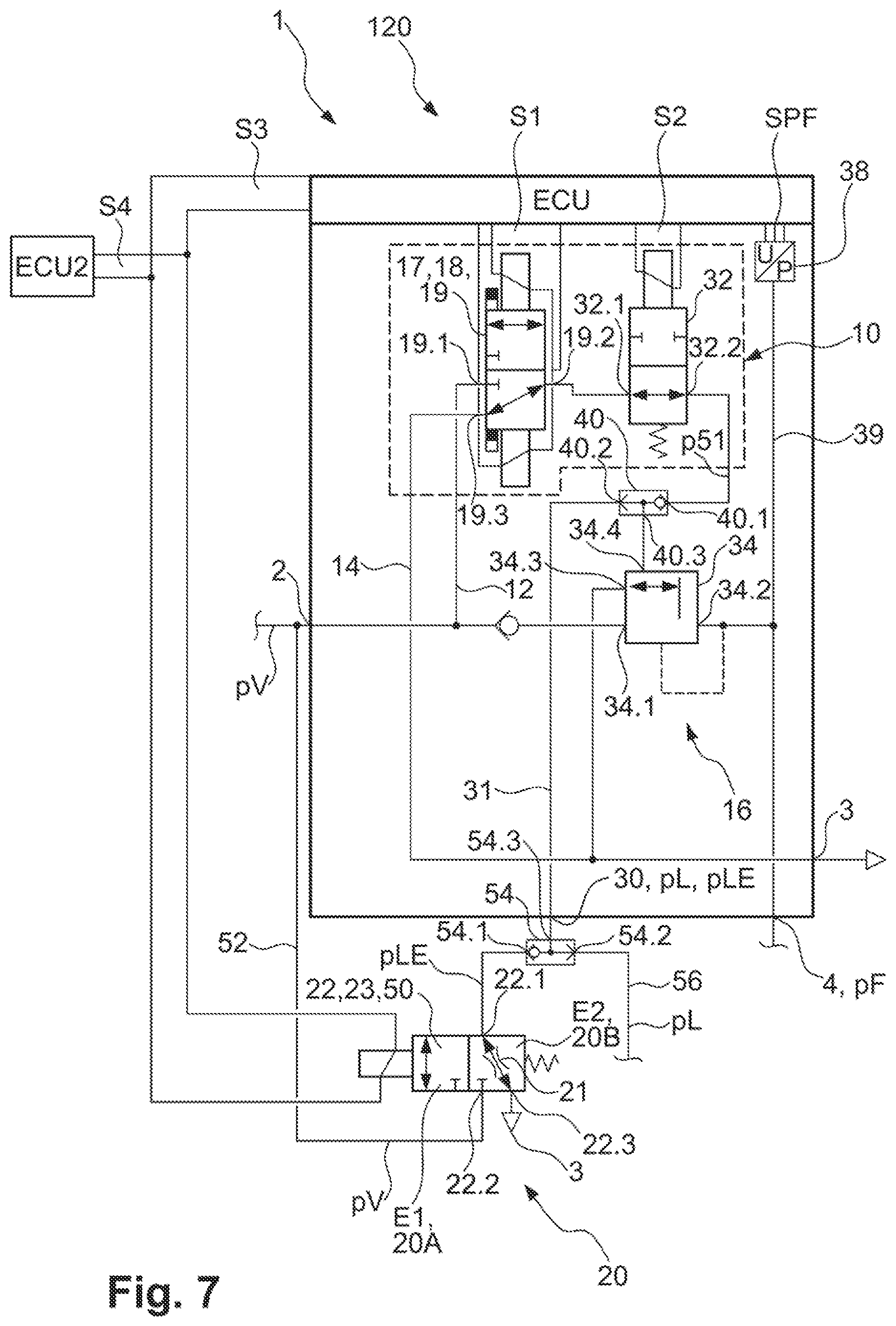 Patent US12583425 Figure 7 – Brake system with safer emergency stop function and method for same