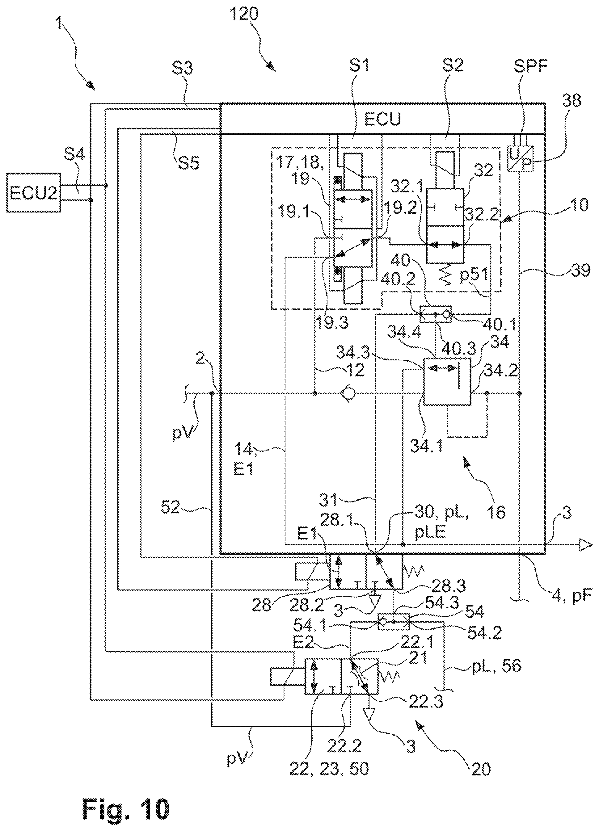 Patent US12583425 Figure 10 – Brake system with safer emergency stop function and method for same