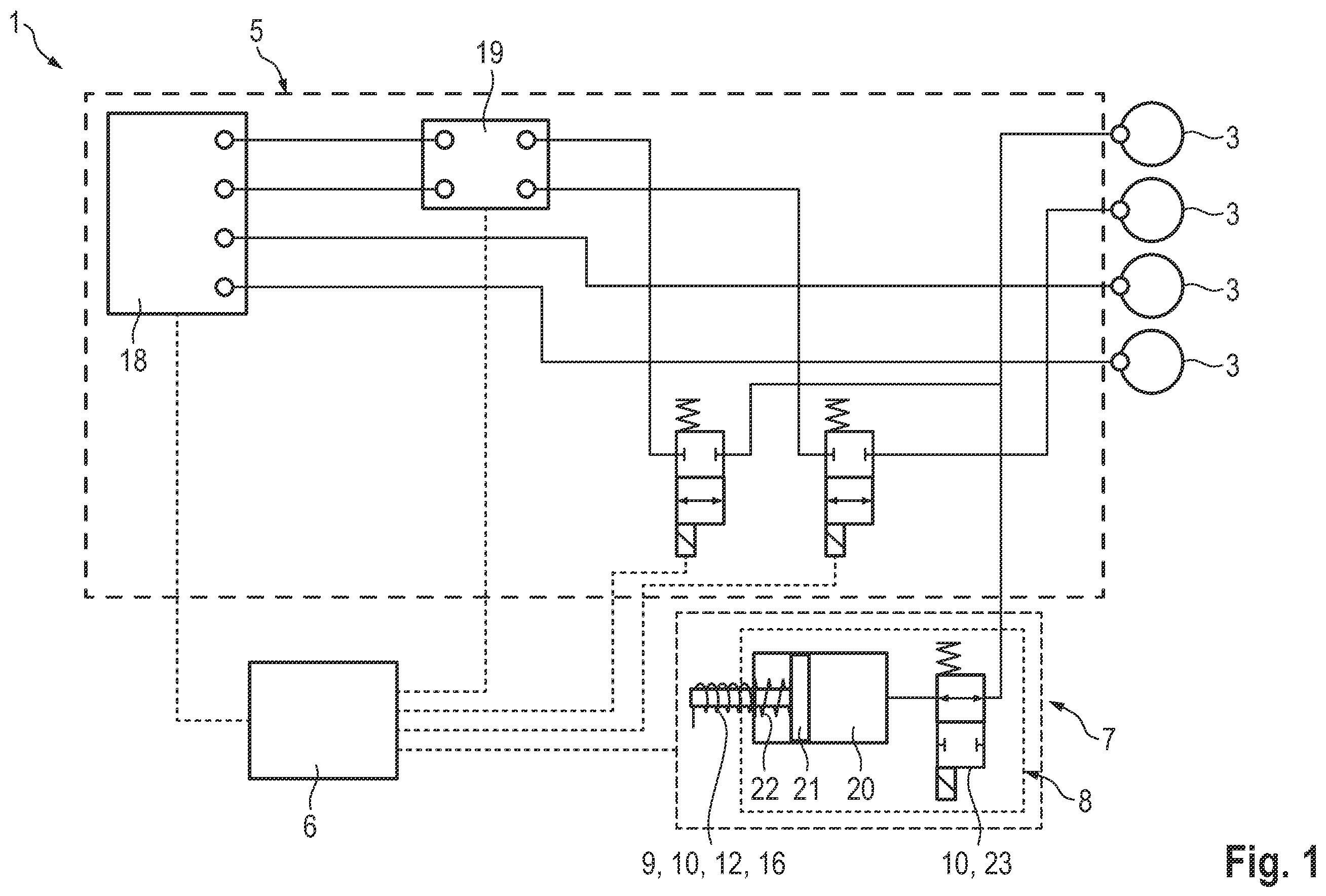 Patent US12583426 Figure 1 – Braking system, method of operating a braking system and transportation vehicle with a braking system