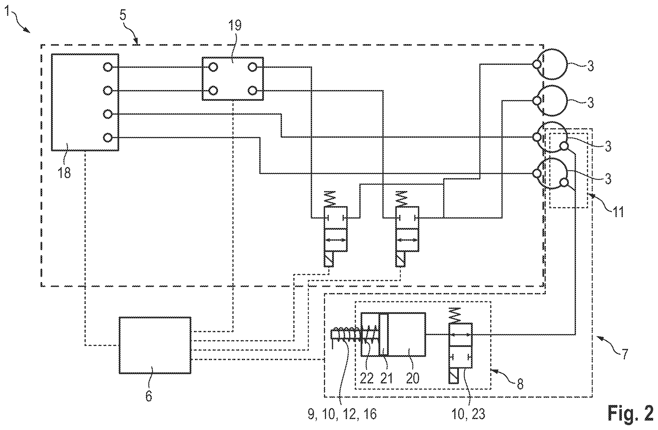 Patent US12583426 Figure 2 – Braking system, method of operating a braking system and transportation vehicle with a braking system