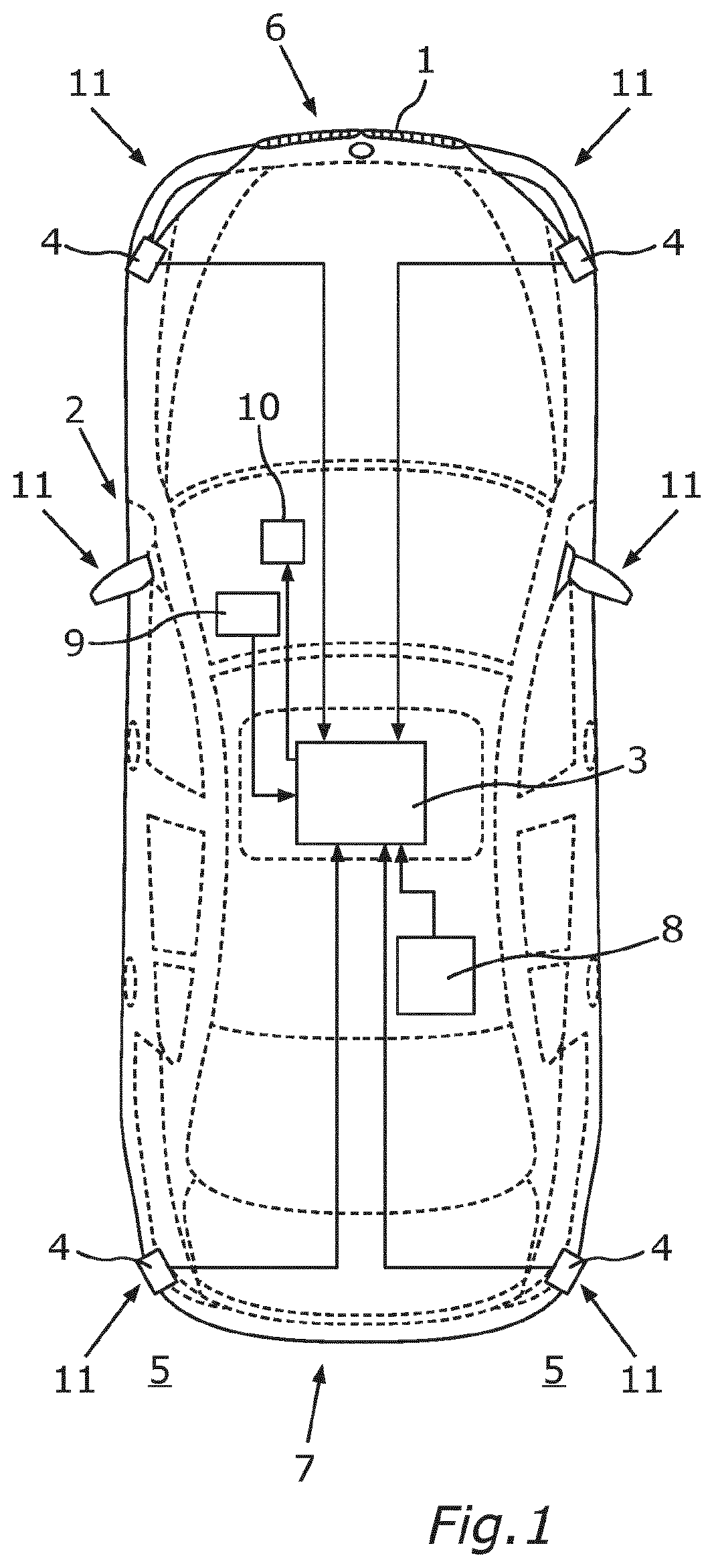 Patent US12583457 — Method for assisting a vehicle user during a lane change maneuver taking into account different areas in the surroundings of the vehicle, and driver assistance system for a vehicle — Figure 1