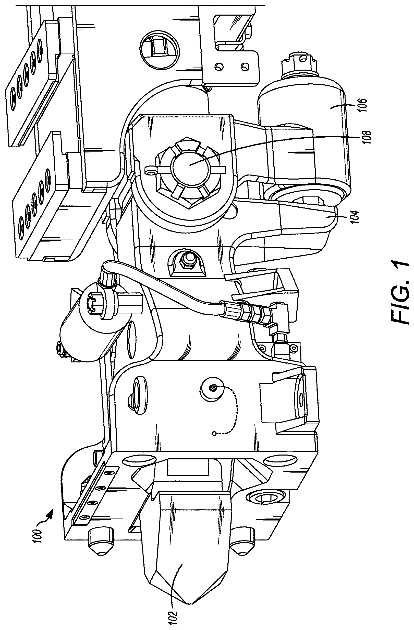 Patent US12583490 Figure 1 – Yoke assembly for a coupler system