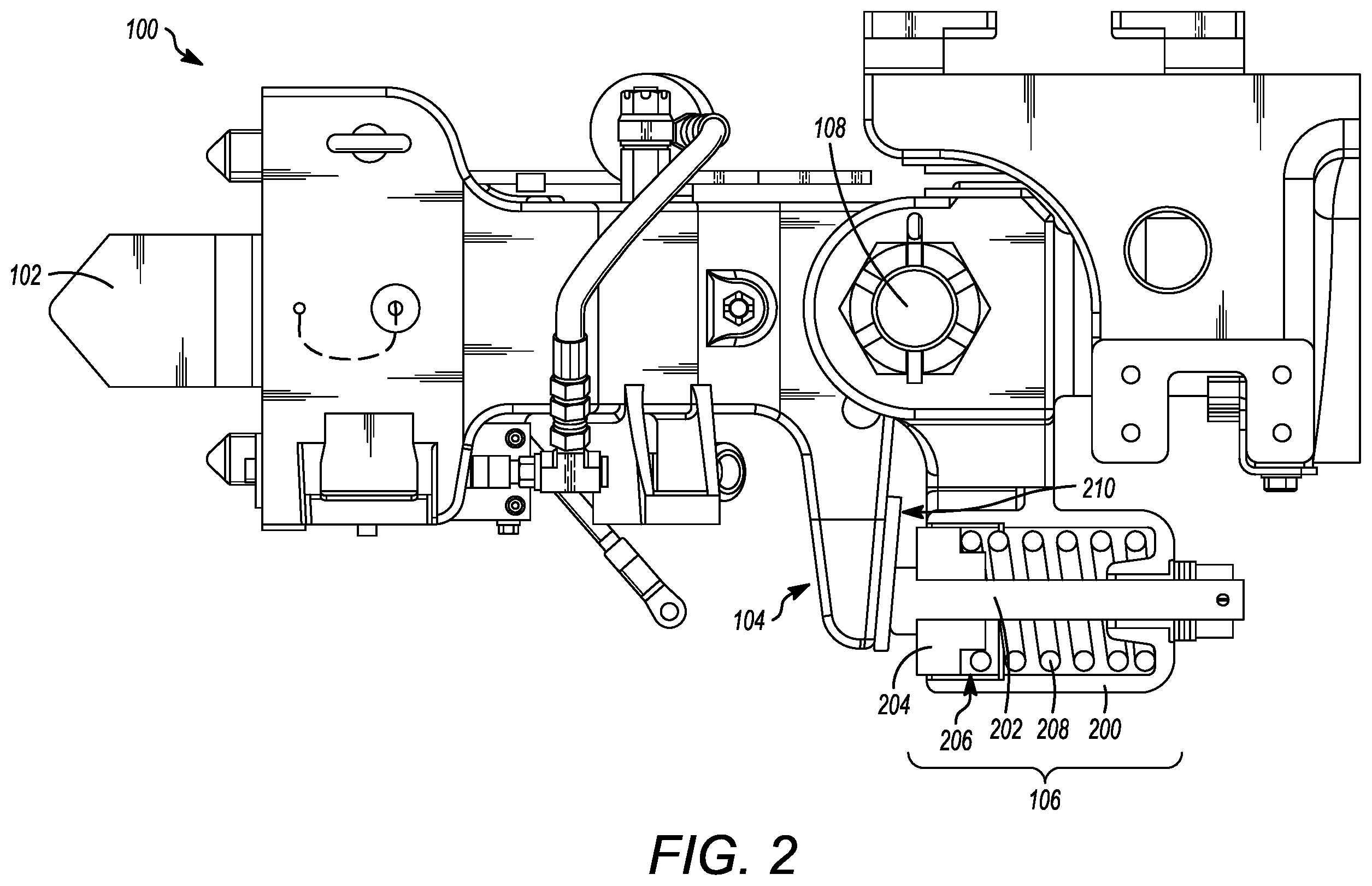 Patent US12583490 Figure 2 – Yoke assembly for a coupler system
