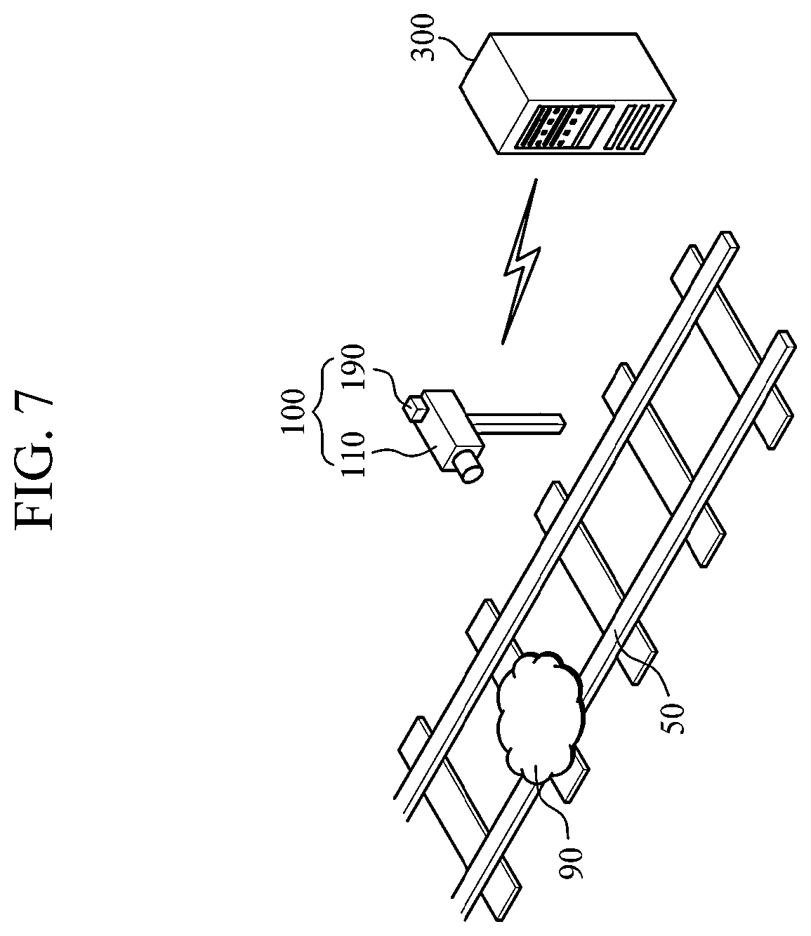 Patent US12583491 Figure 7 – Railway disaster monitoring system