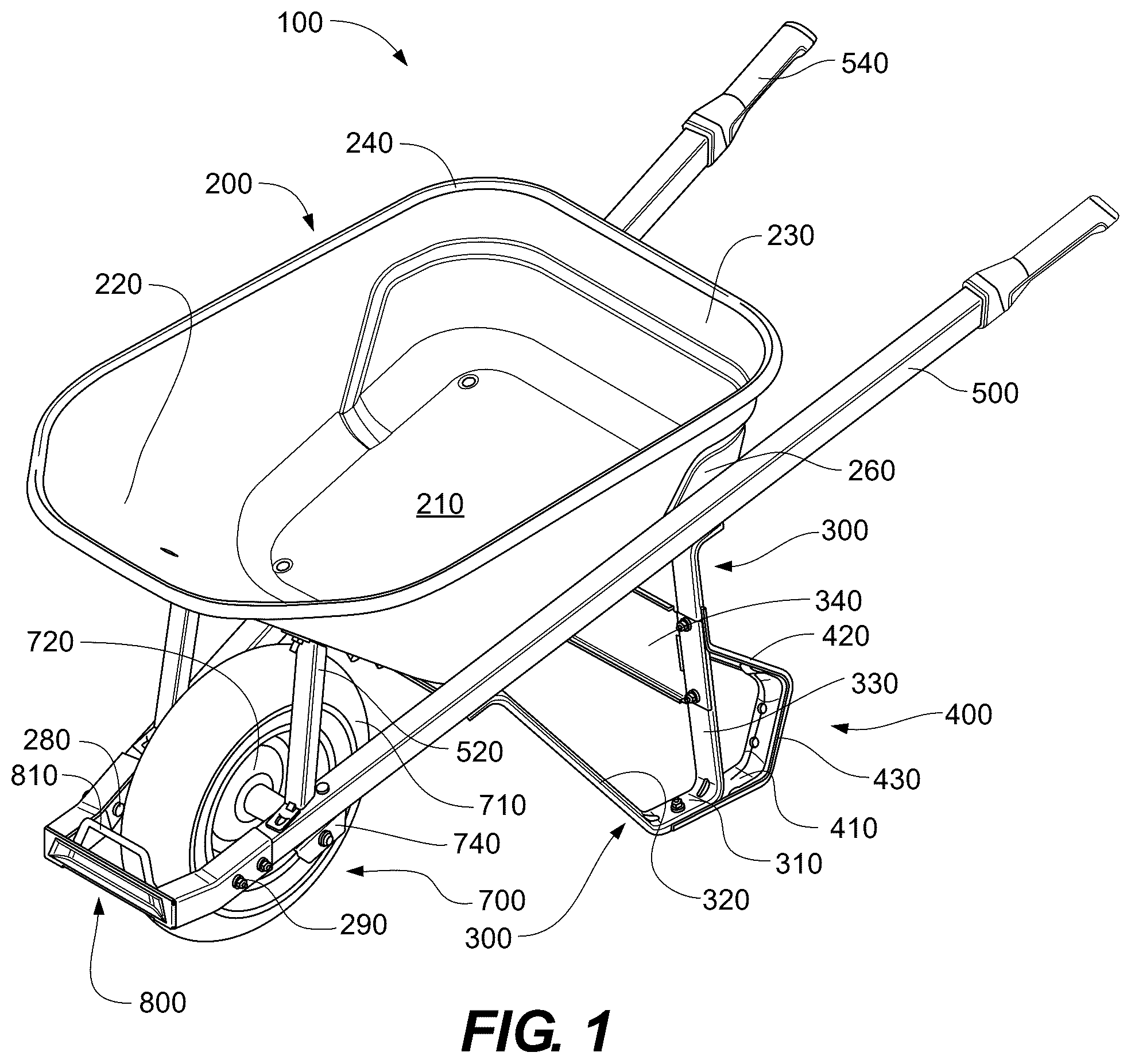 Patent US12583495 Figure 1 – Wheelbarrow stabilizer