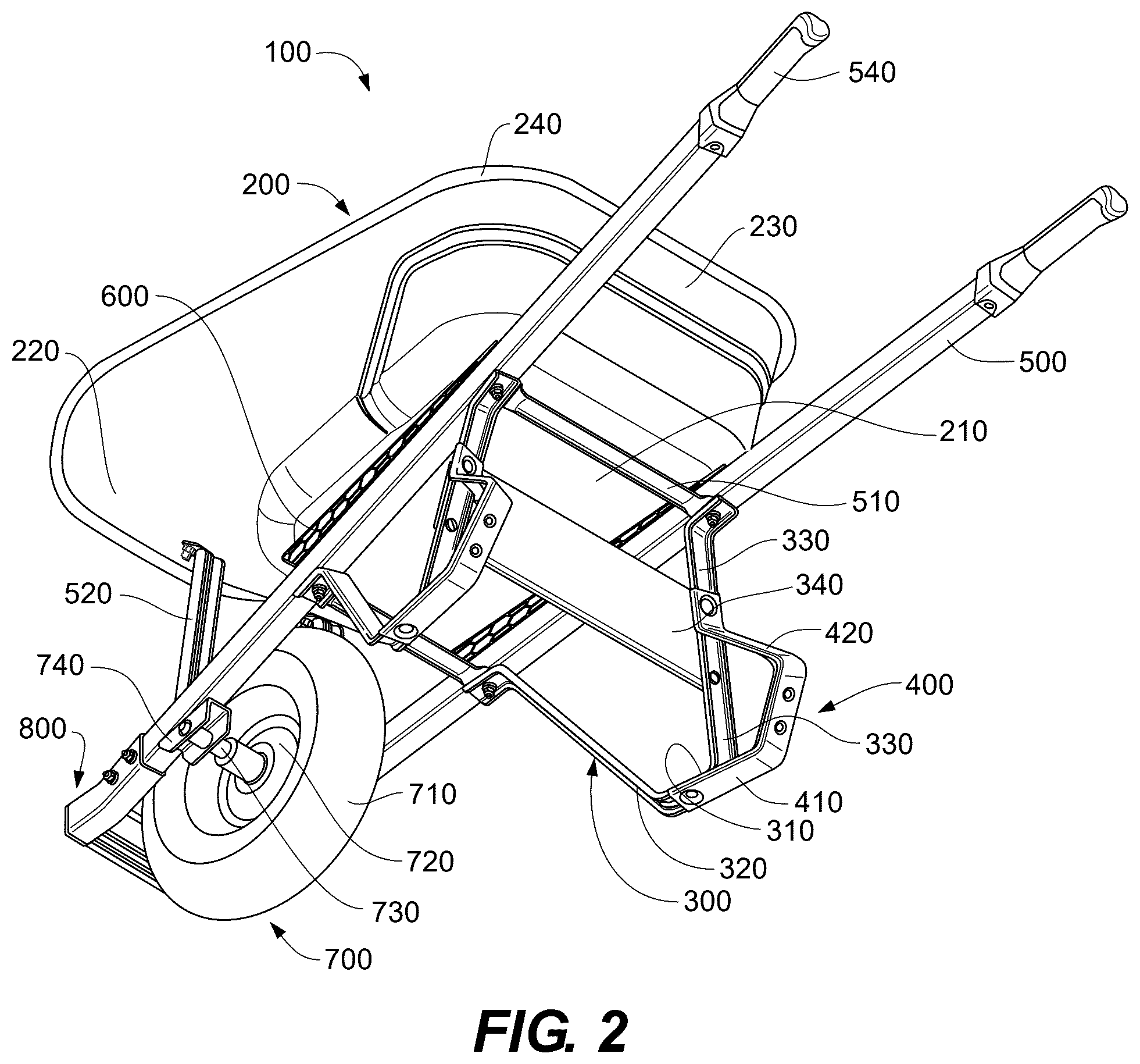 Patent US12583495 Figure 2 – Wheelbarrow stabilizer