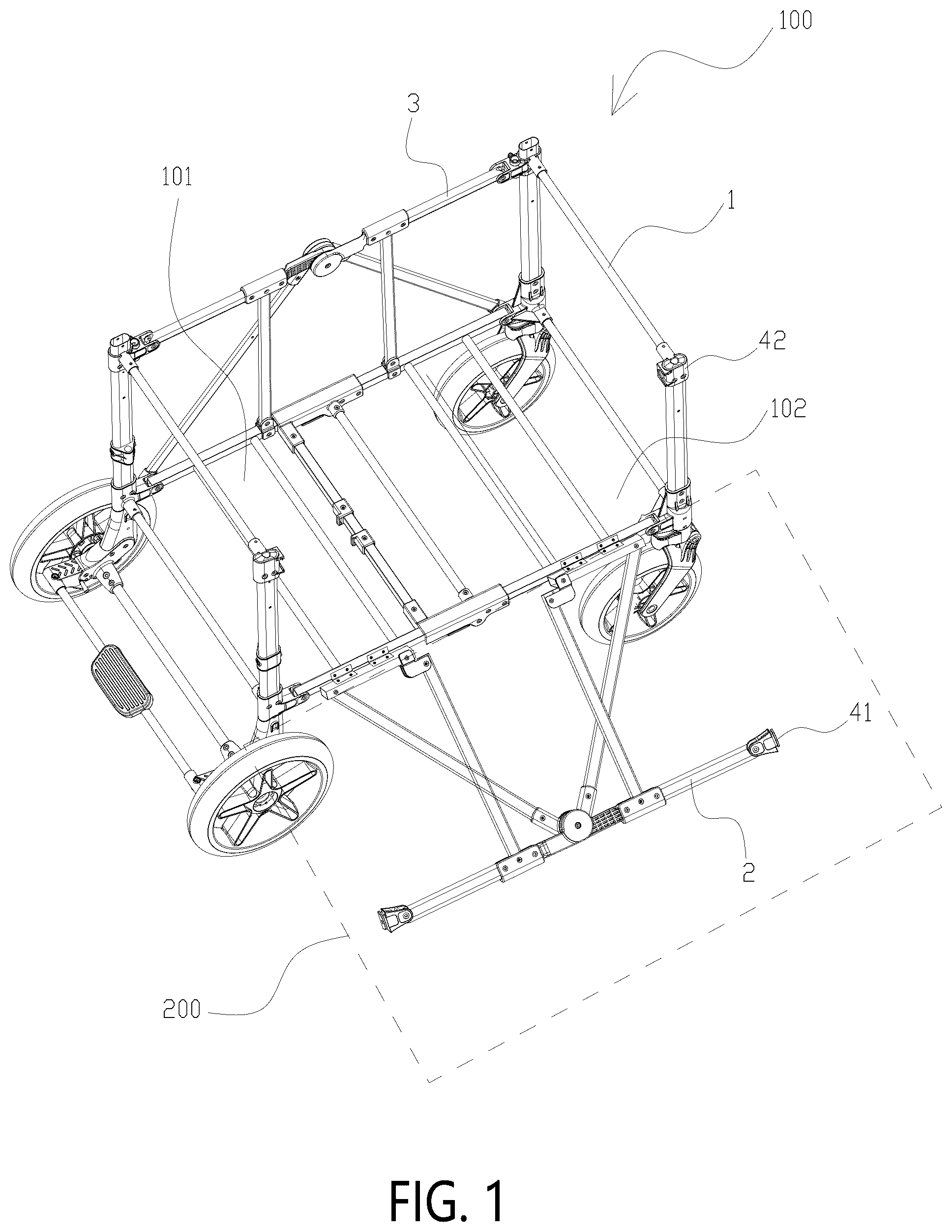 Patent US12583496 Figure 1 – Cart capable of being laterally opened