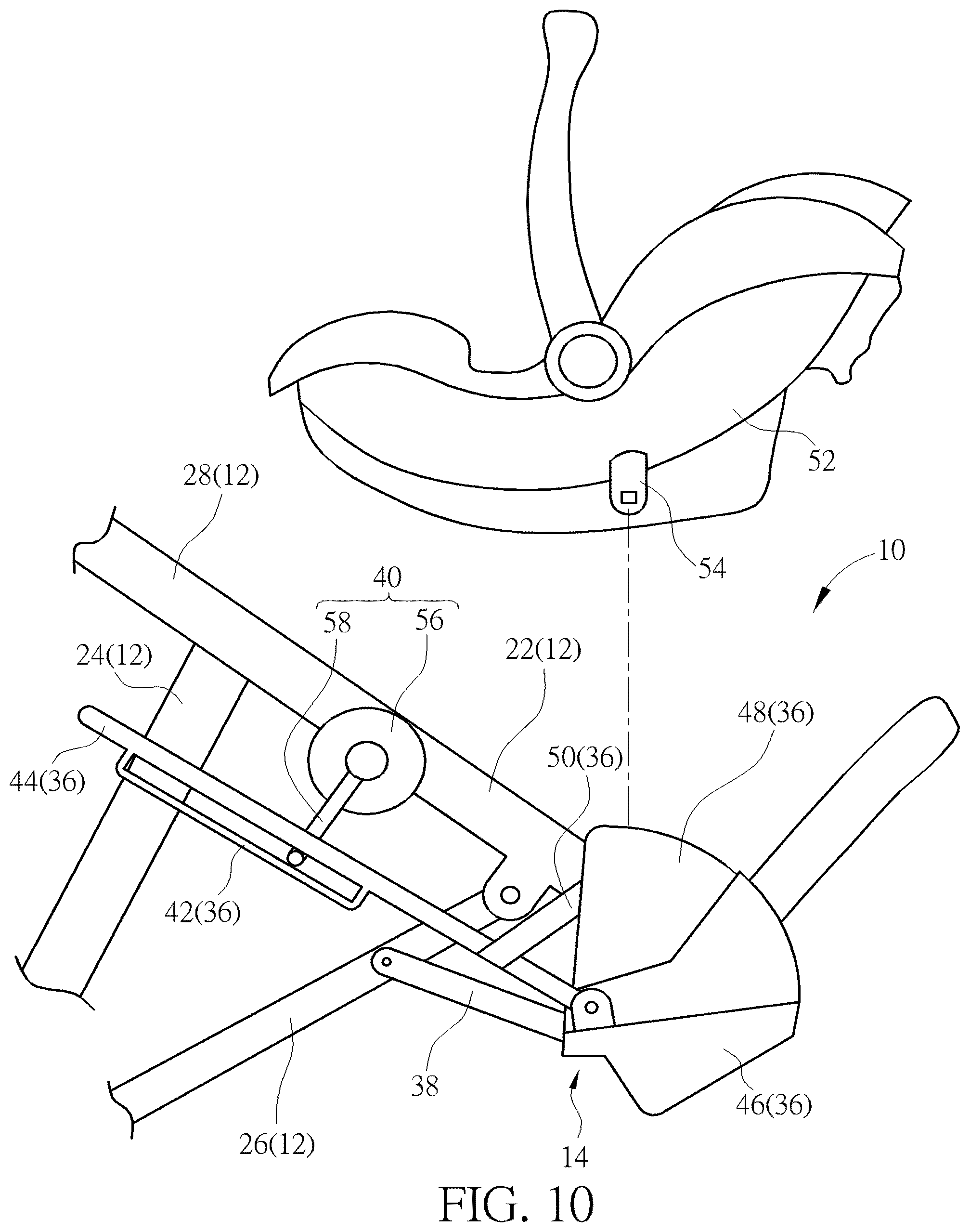 Patent US12583499 Figure 10 – Multi child stroller