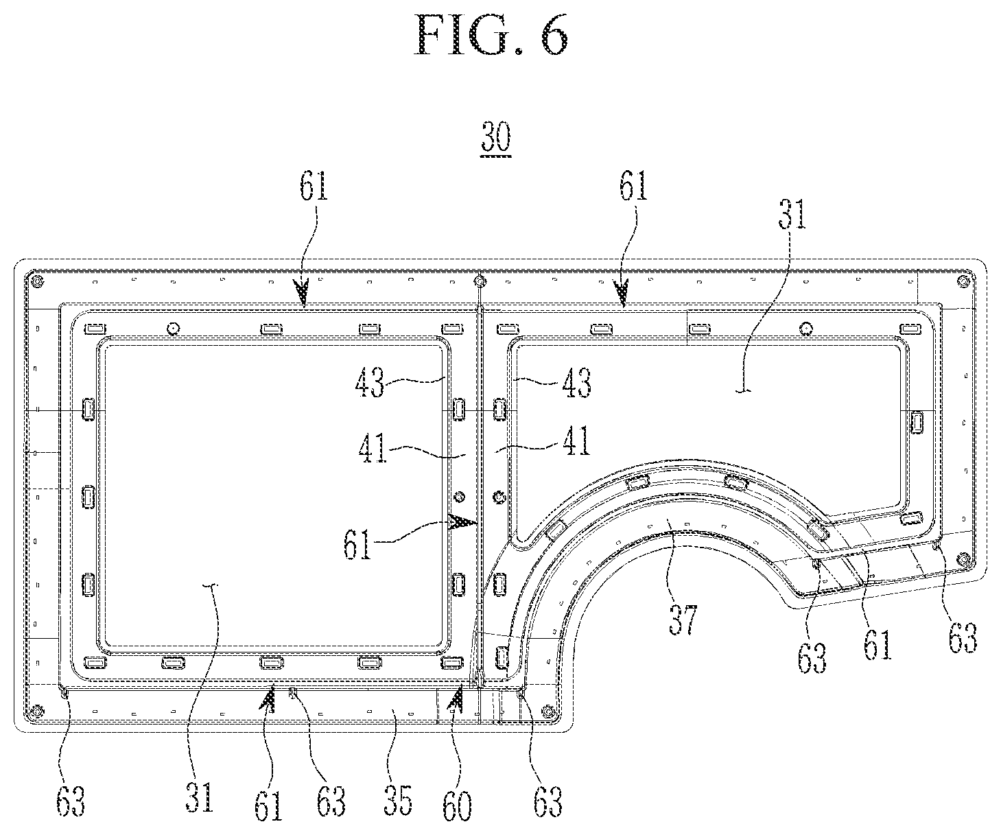 Patent US12583525 Figure 6 – Side structure of vehicle body