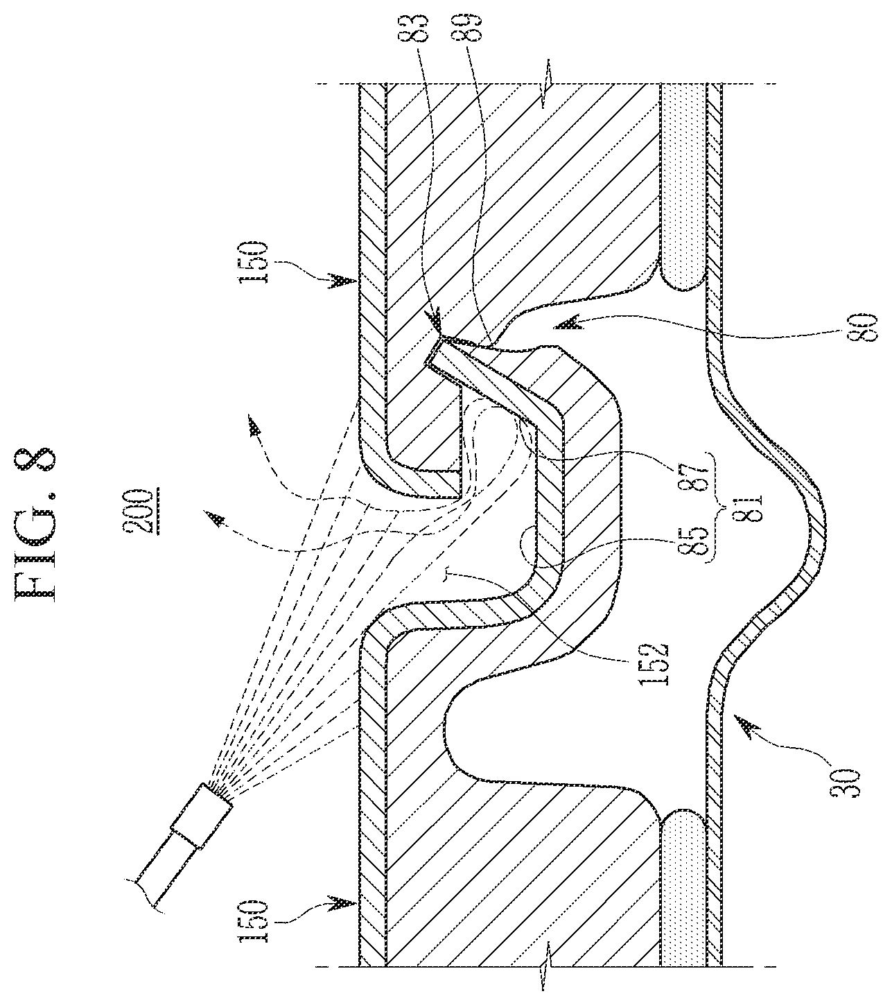 Patent US12583525 Figure 8 – Side structure of vehicle body