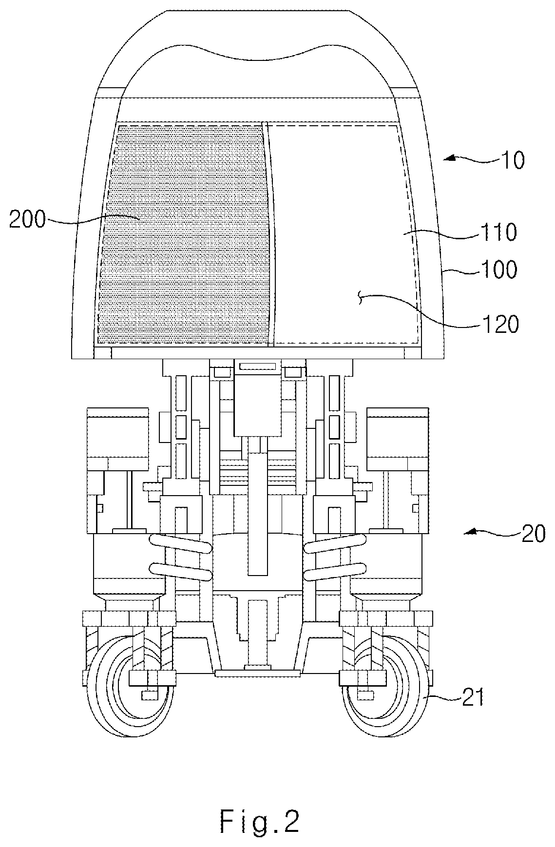 Patent US12583528 Figure 2 – Moving object cabin and moving object including the same
