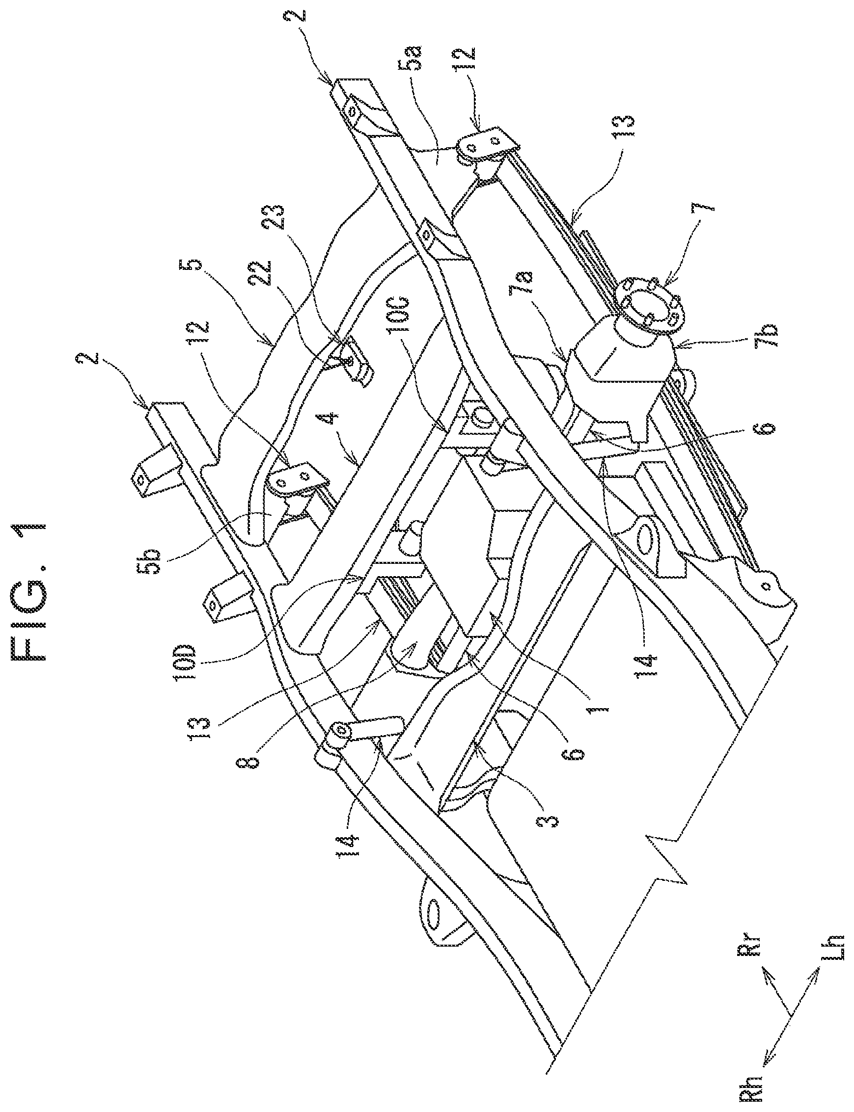 Patent US12583535 Figure 1 – Vehicle rear structure