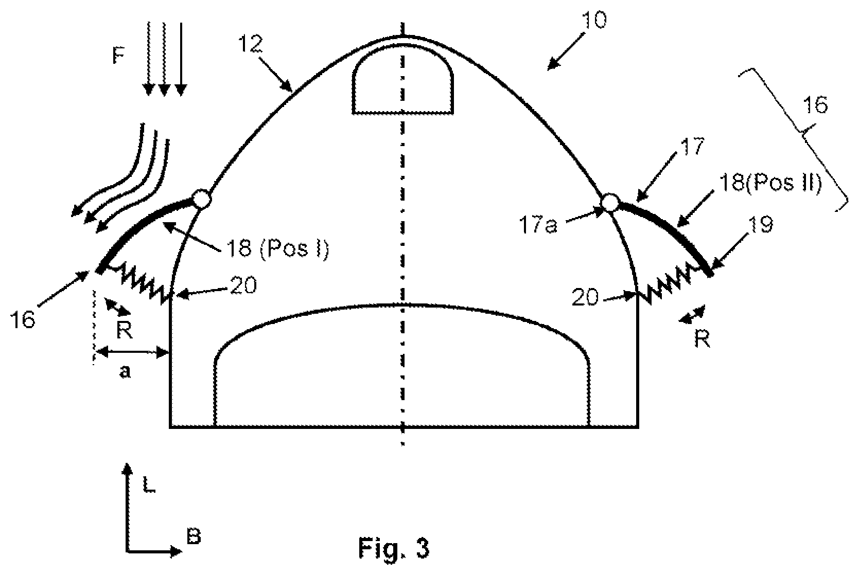 Patent US12583543 Figure 2 – Motorcycle having an adjustable air-guiding element