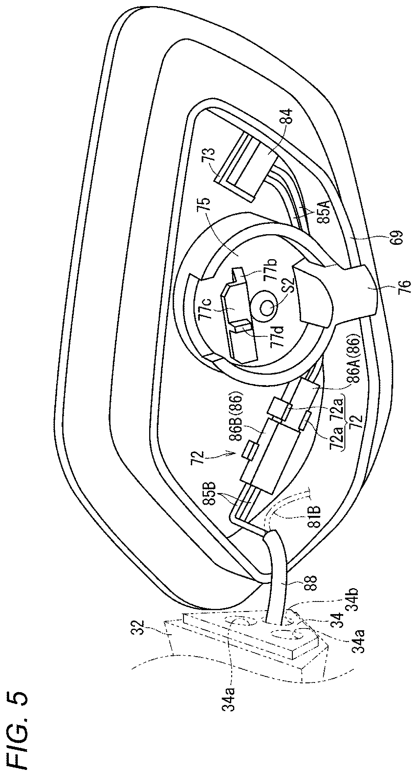 Patent US12583544 Figure 5 – Mirror device and straddle-type vehicle