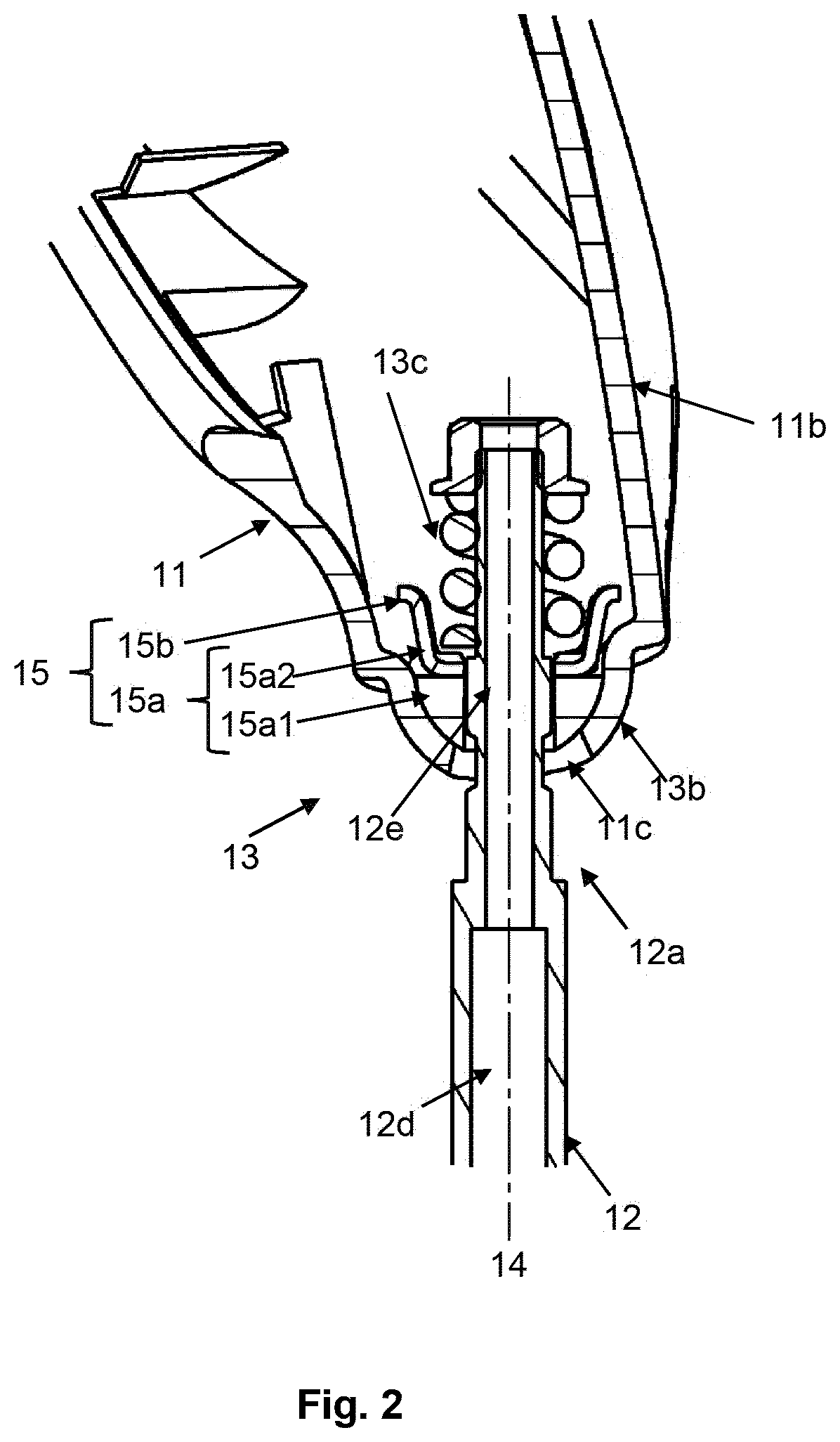 Patent US12583545 Figure 2 – Rear mirror assembly with anti-rotation protection