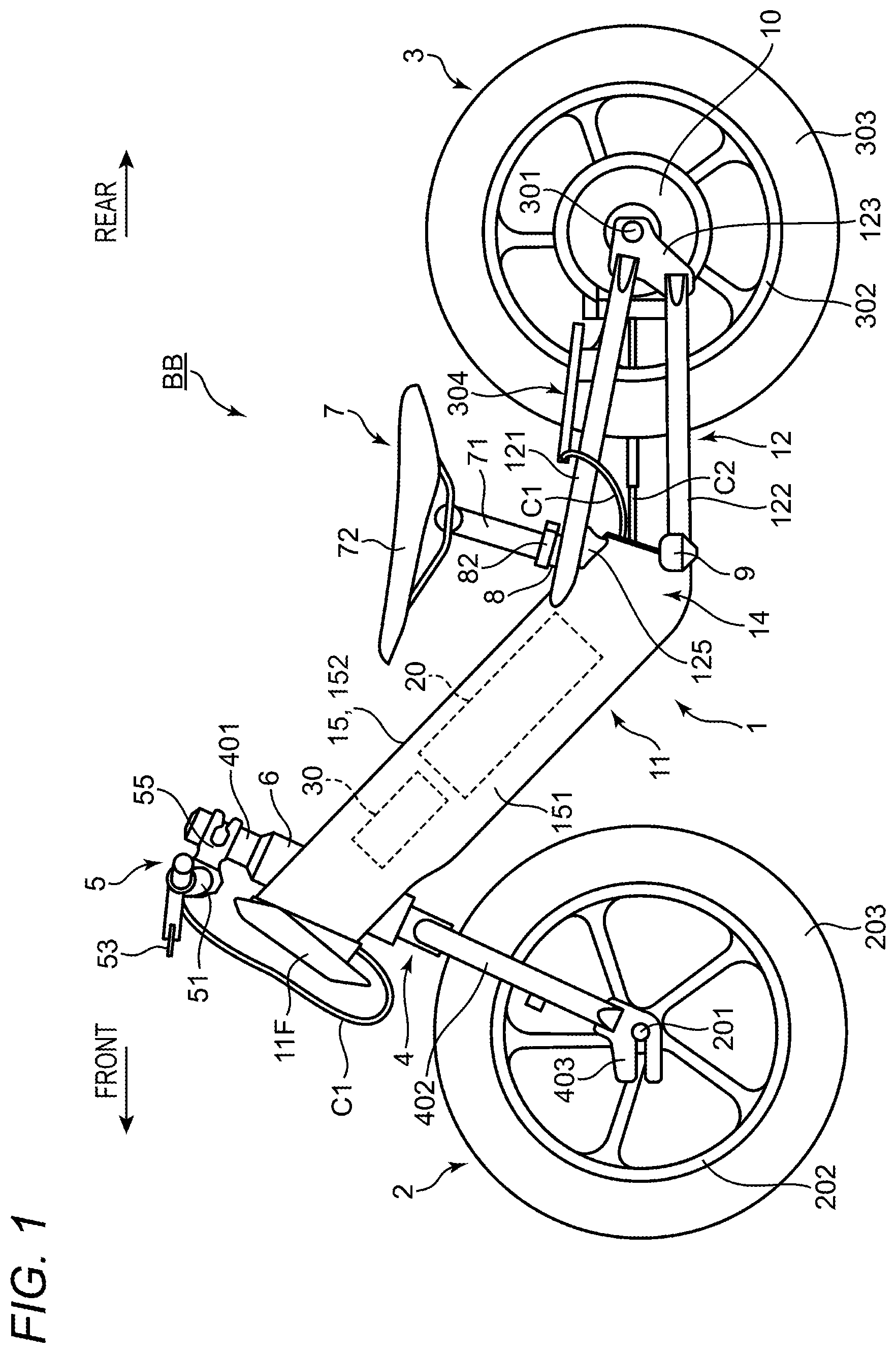 Patent US12583555 — Electric balance bike — Figure 1