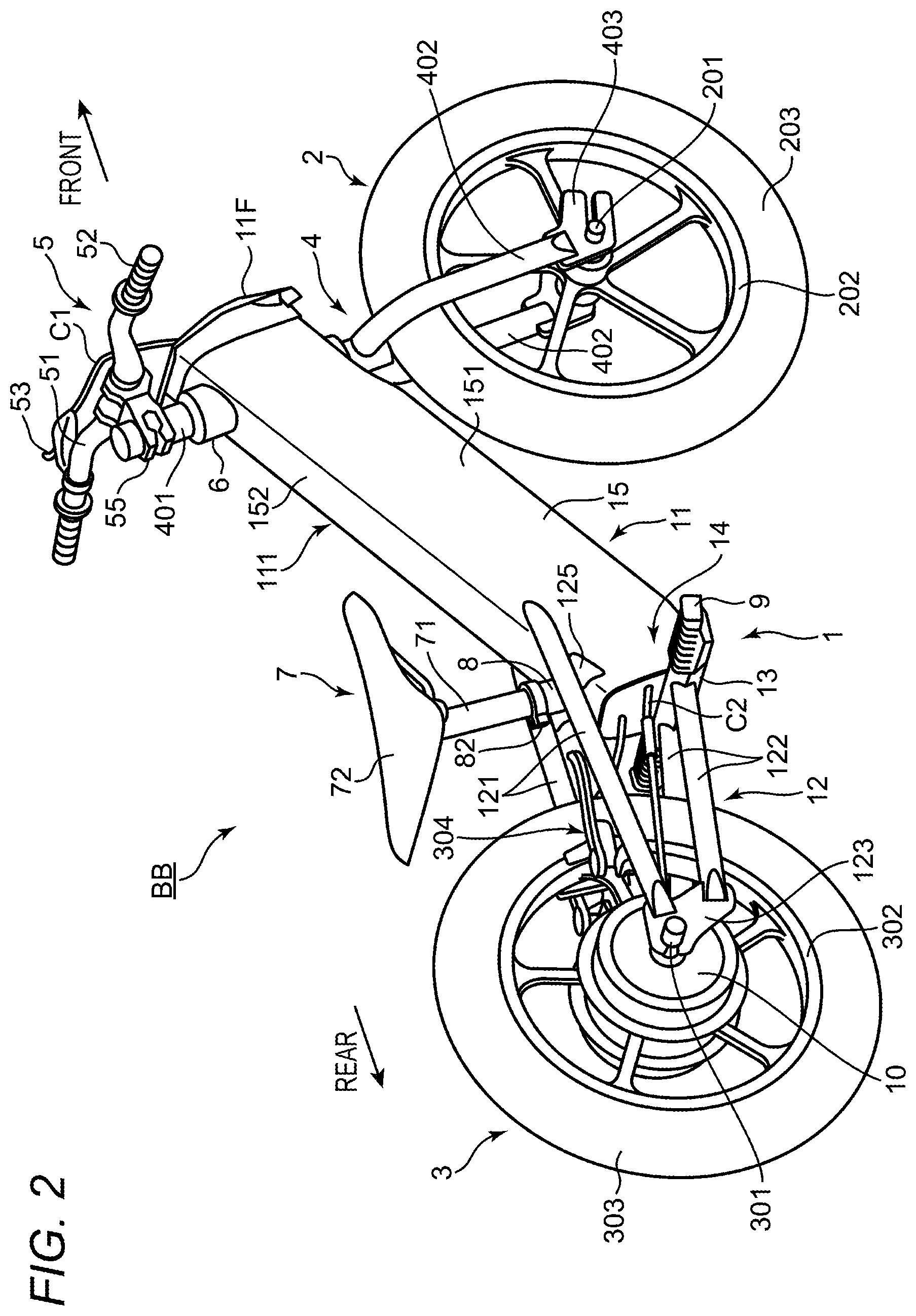 Patent US12583555 Figure 2 – Electric balance bike