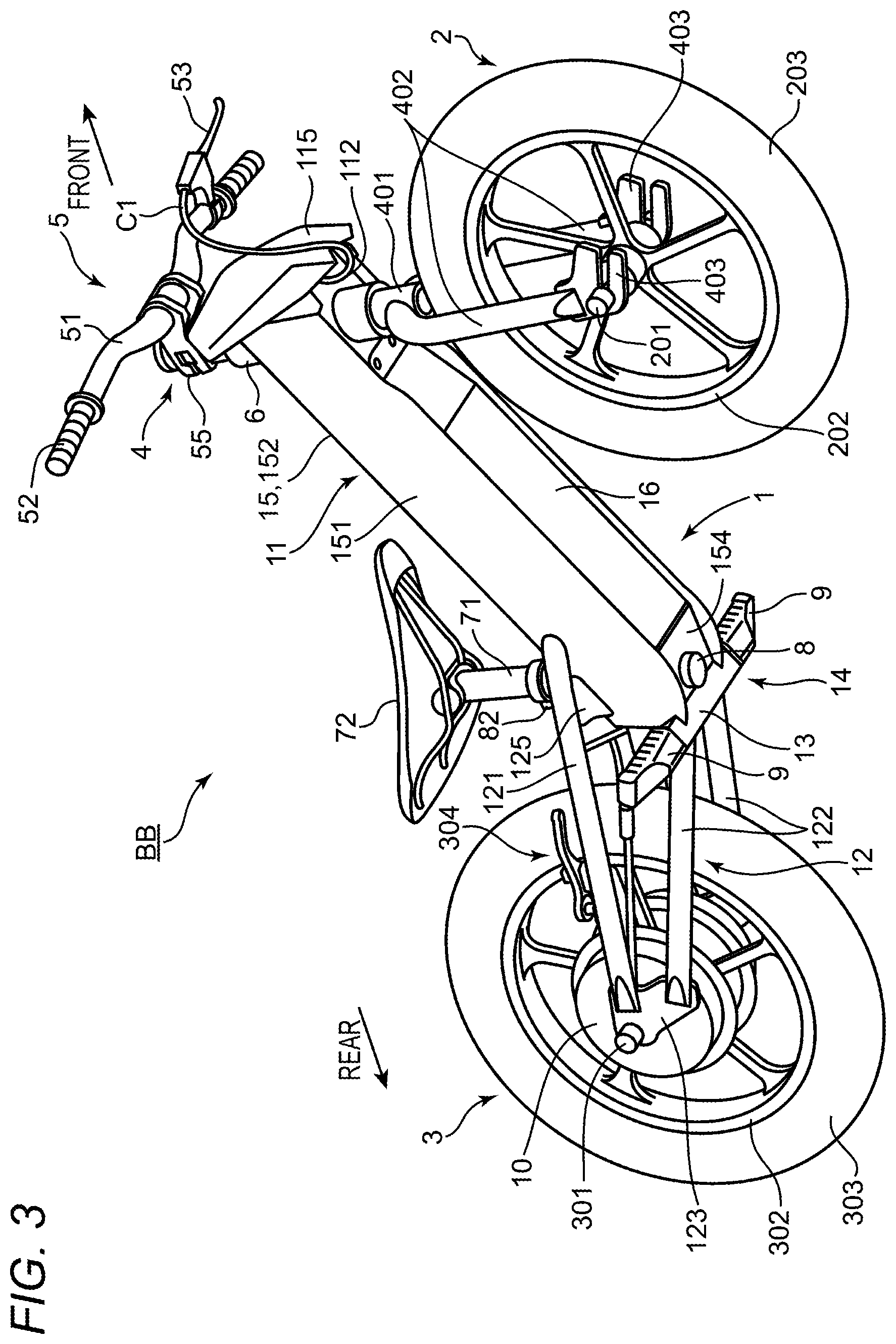 Patent US12583555 Figure 3 – Electric balance bike
