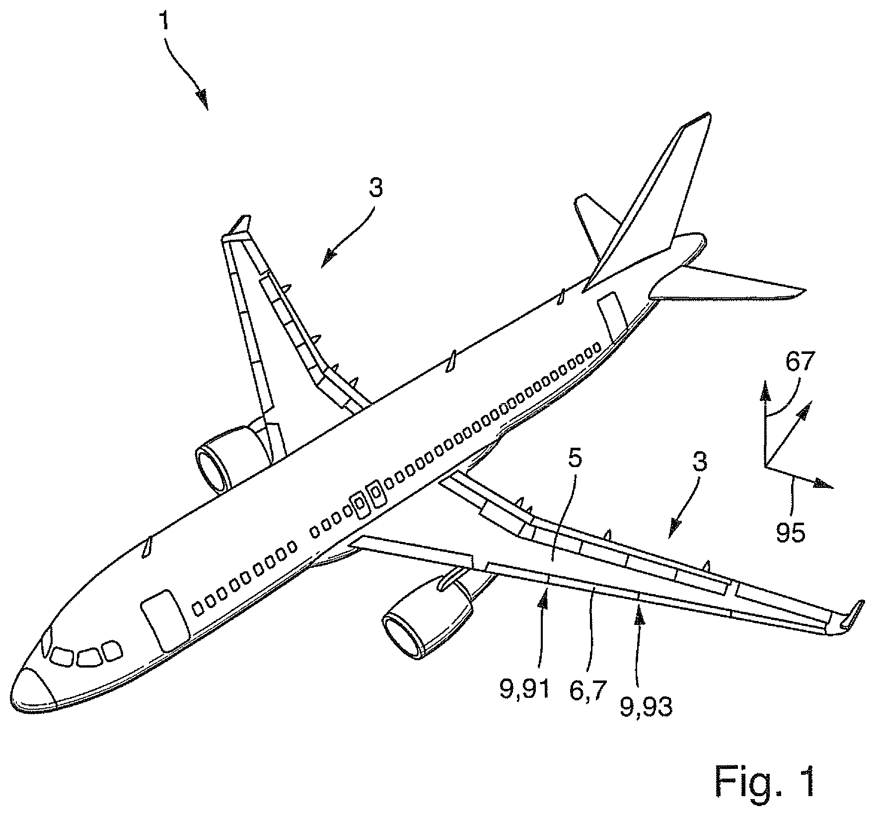 Patent US12583575 Figure 1 – Wing for an aircraft