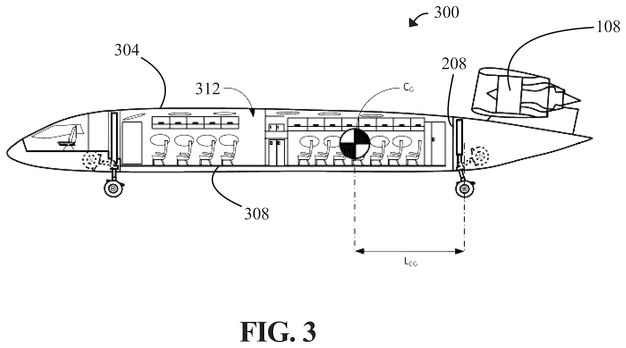 Patent US12583585 Figure 3 – Blended wing body aircraft with rear engines